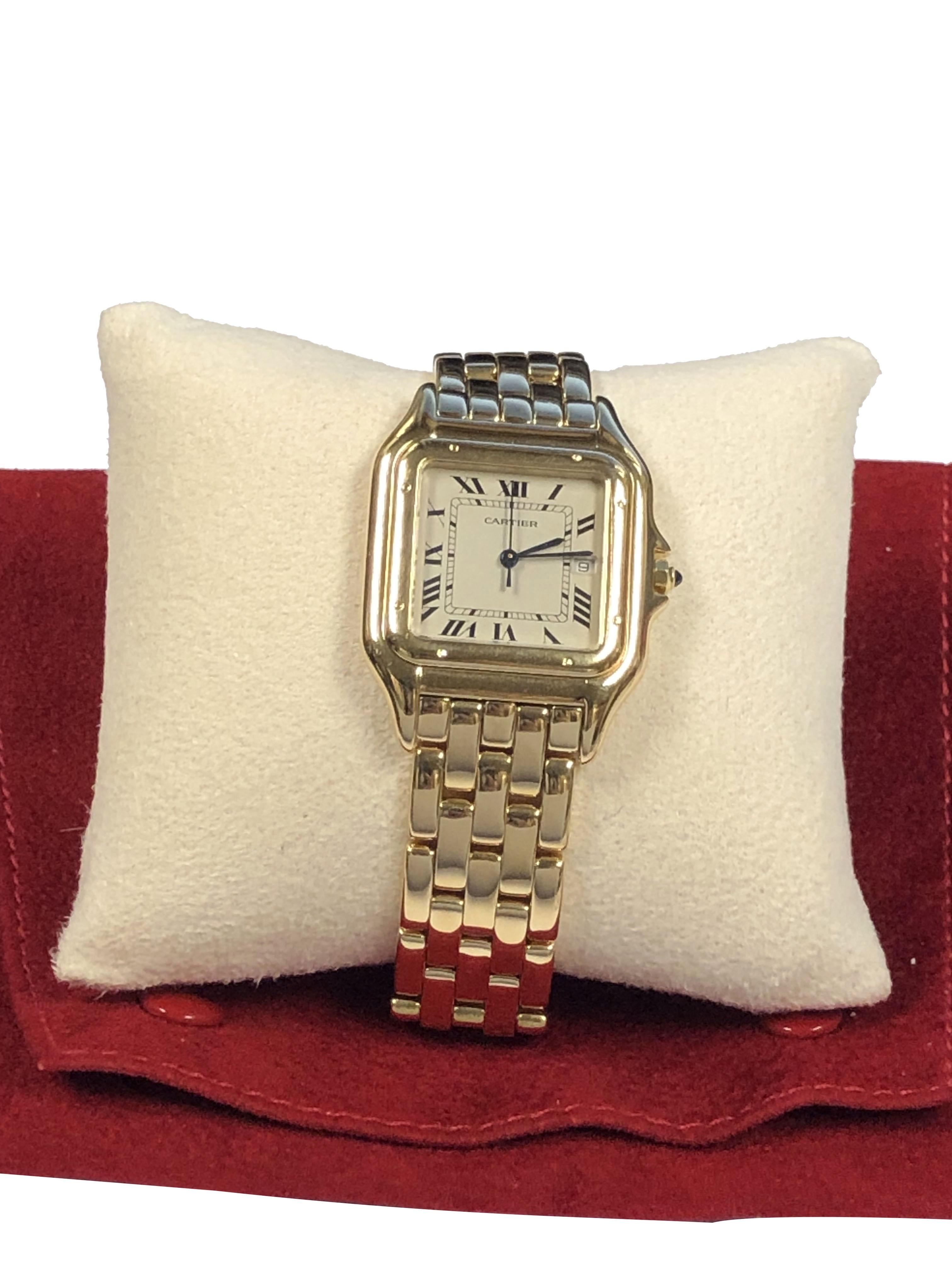 Cartier Panther Yellow Gold Jumbo Wrist Watch In Excellent Condition For Sale In Chicago, IL
