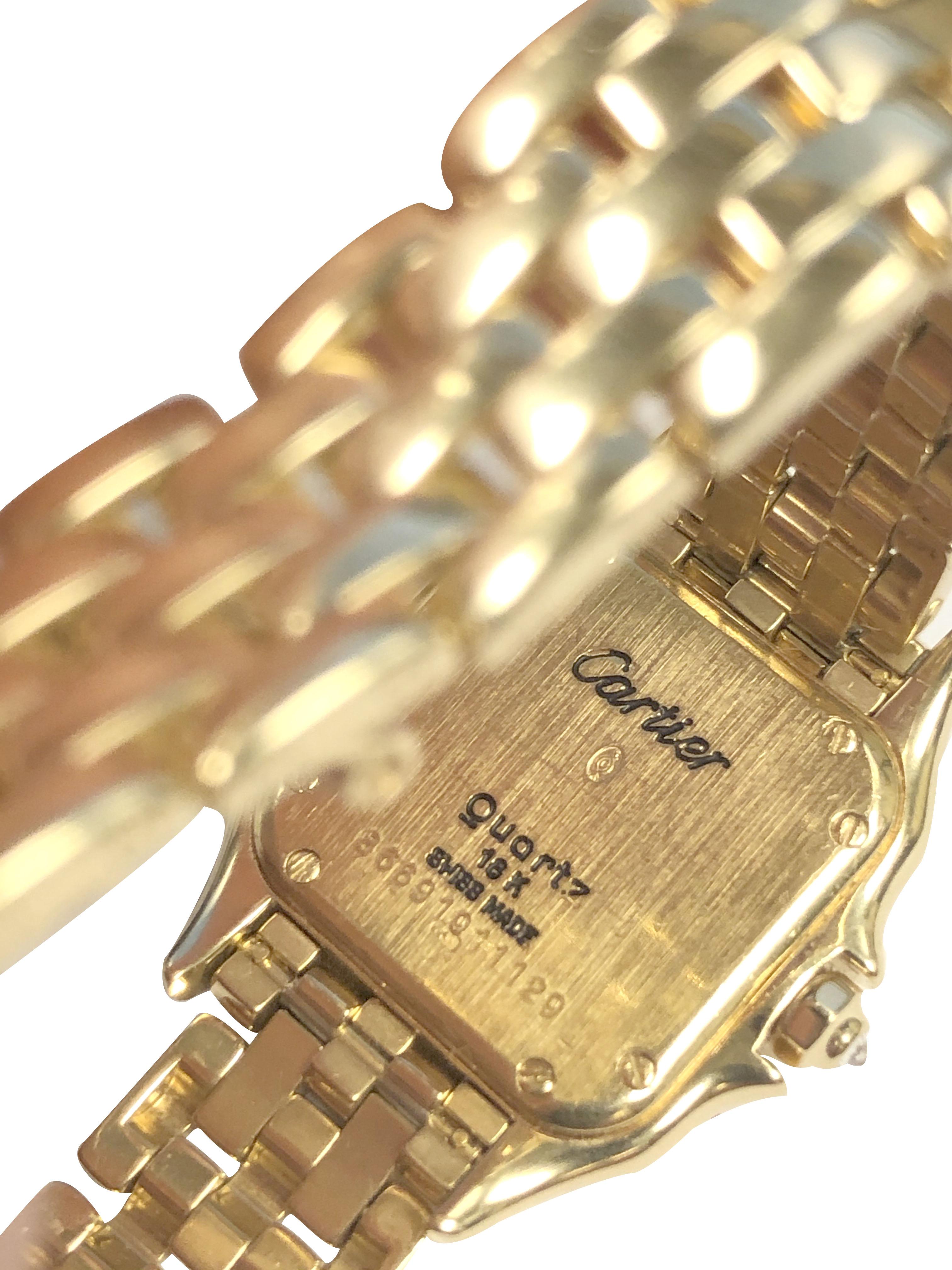 Round Cut Cartier Panther Yellow Gold Ladies Diamond Bezel Quartz Wristwatch