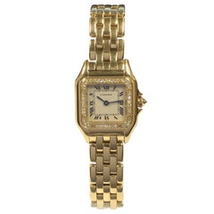 Cartier Panther Yellow Gold Ladies Diamond Bezel Quartz Wristwatch