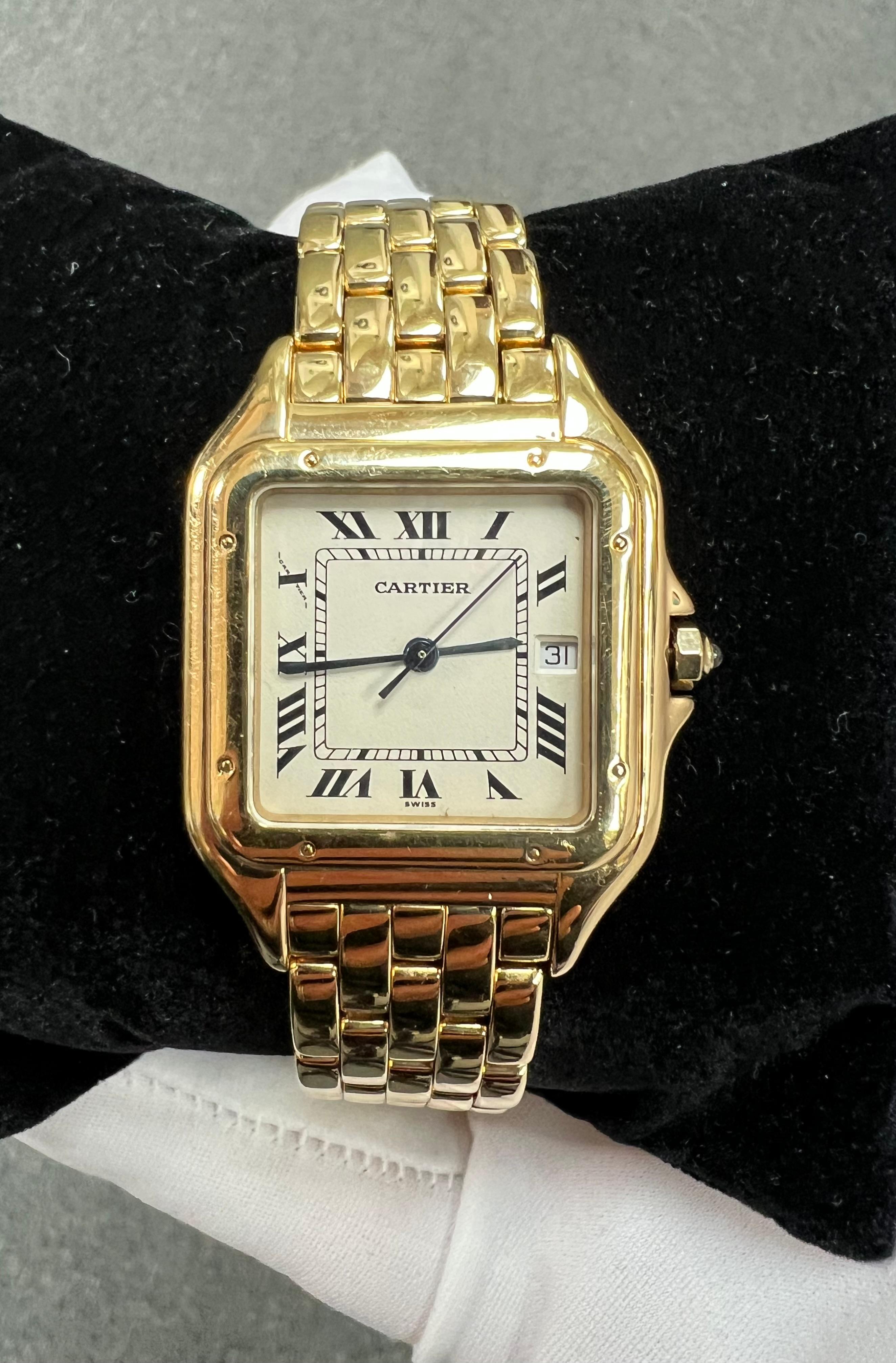 Women's or Men's Cartier Panther Yellow Gold Quartz Wristwatch With Date