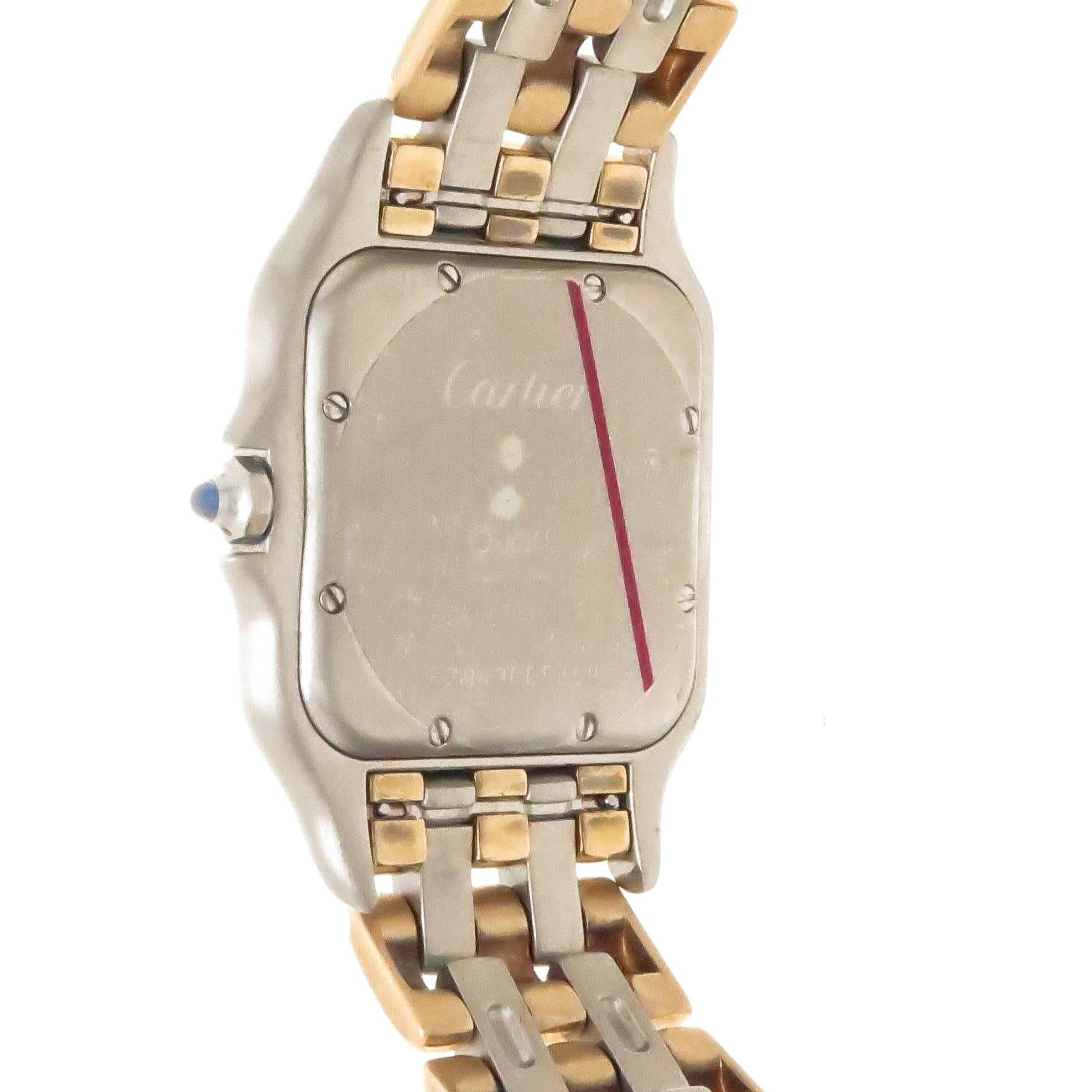 Cartier Yellow Gold Stainless Steel Panther Mid-Size Quartz Wristwatch In Excellent Condition In Chicago, IL