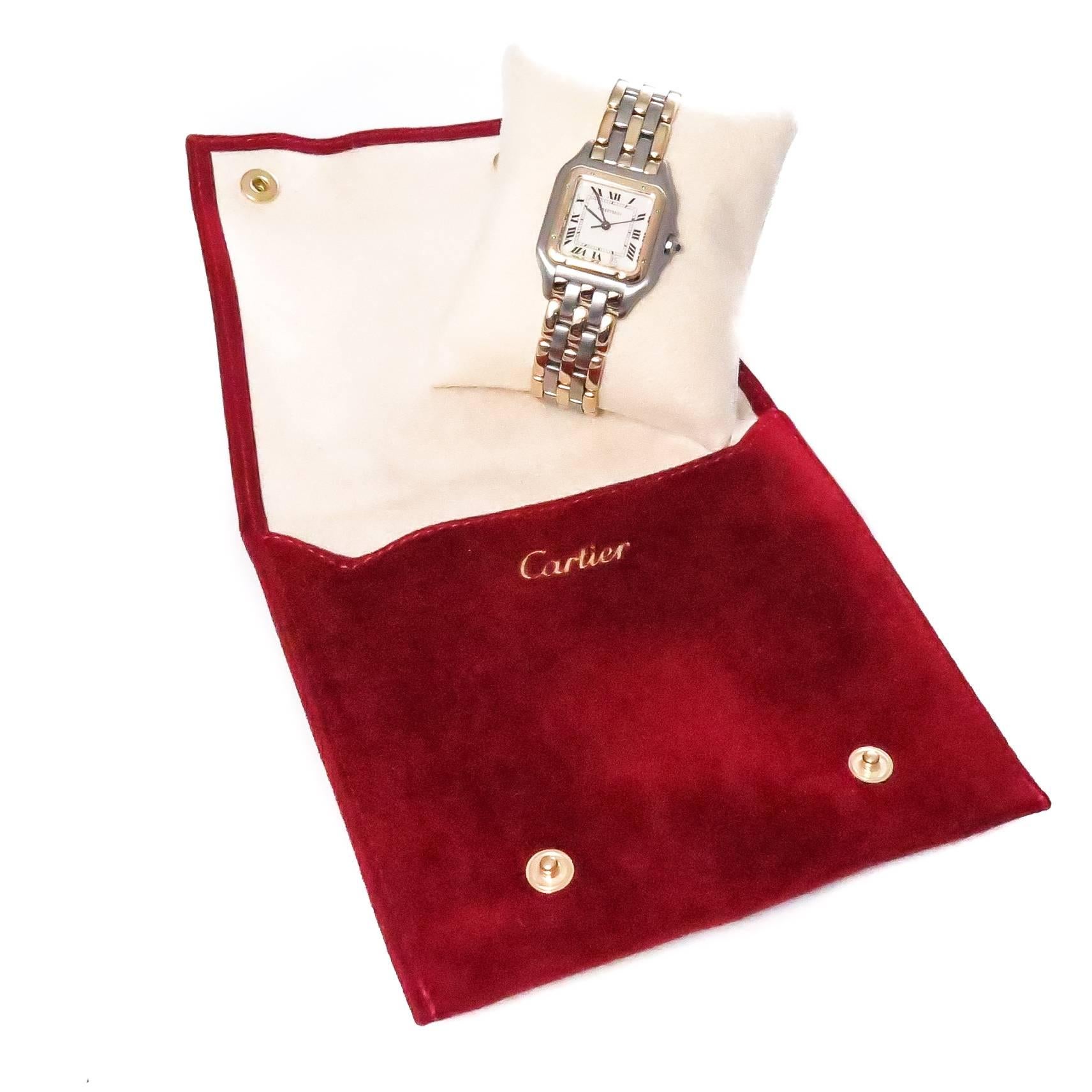 Women's or Men's Cartier Yellow Gold Stainless Steel Panther Mid-Size Quartz Wristwatch
