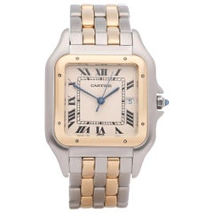 Cartier Panthère 1100 Ladies Stainless Steel and Yellow Gold Jumbo 2-Row Watch