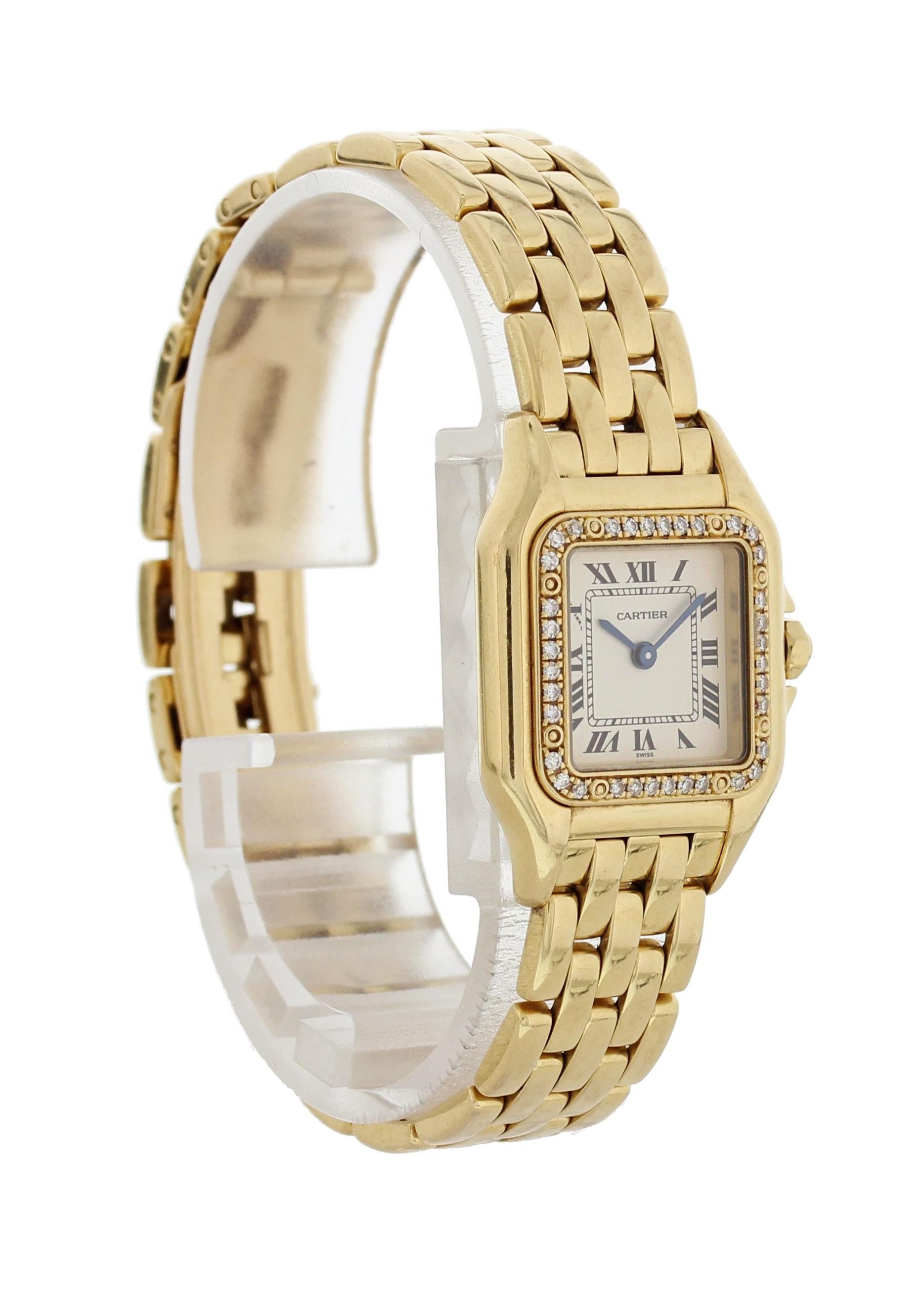 Cartier Panthere 1280 18 Karat Ladies Diamonds Watch In Excellent Condition In New York, NY