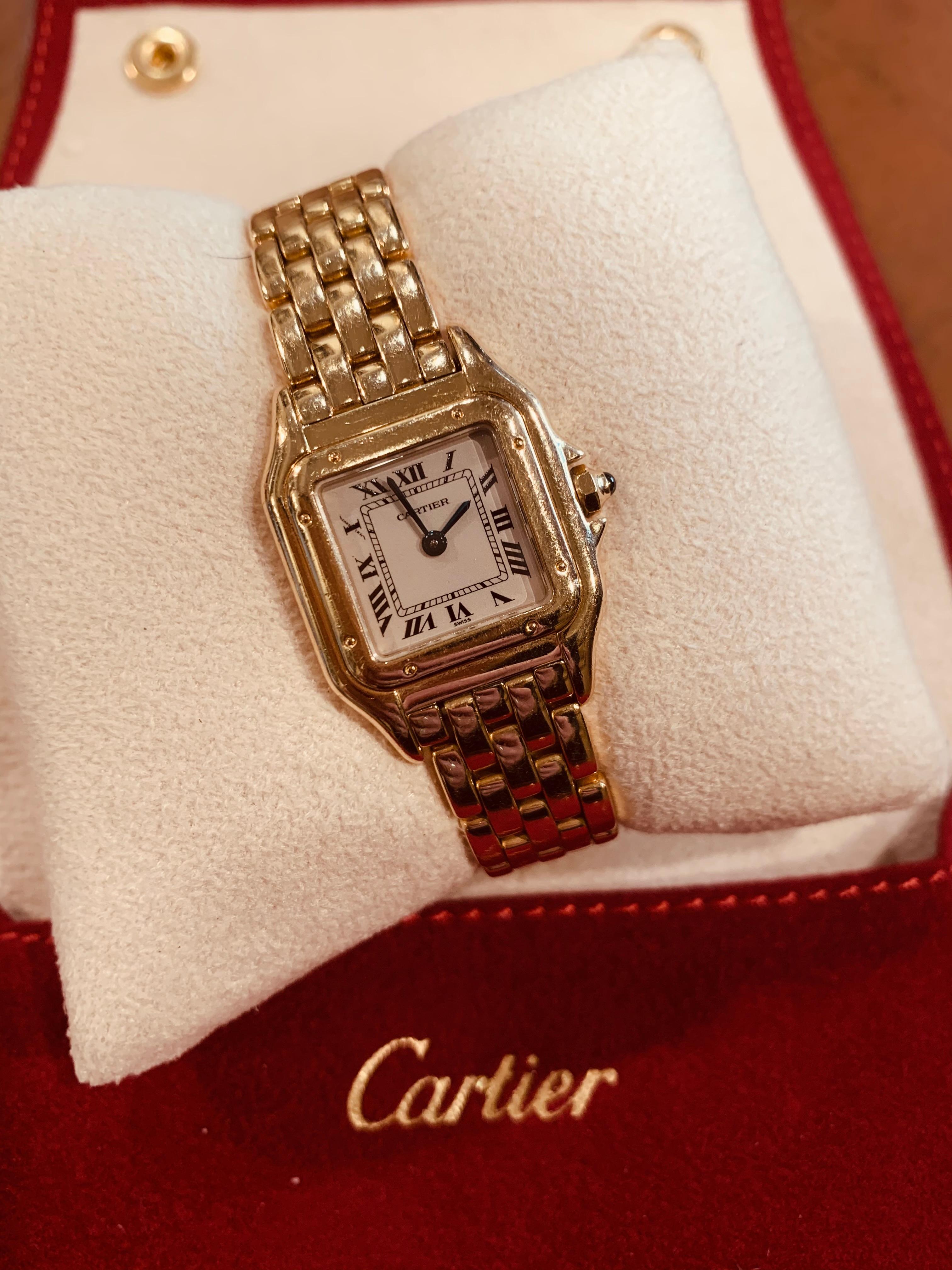 Cabochon Cartier Panthere 18 Carats Yellow Gold Lady’s Watch