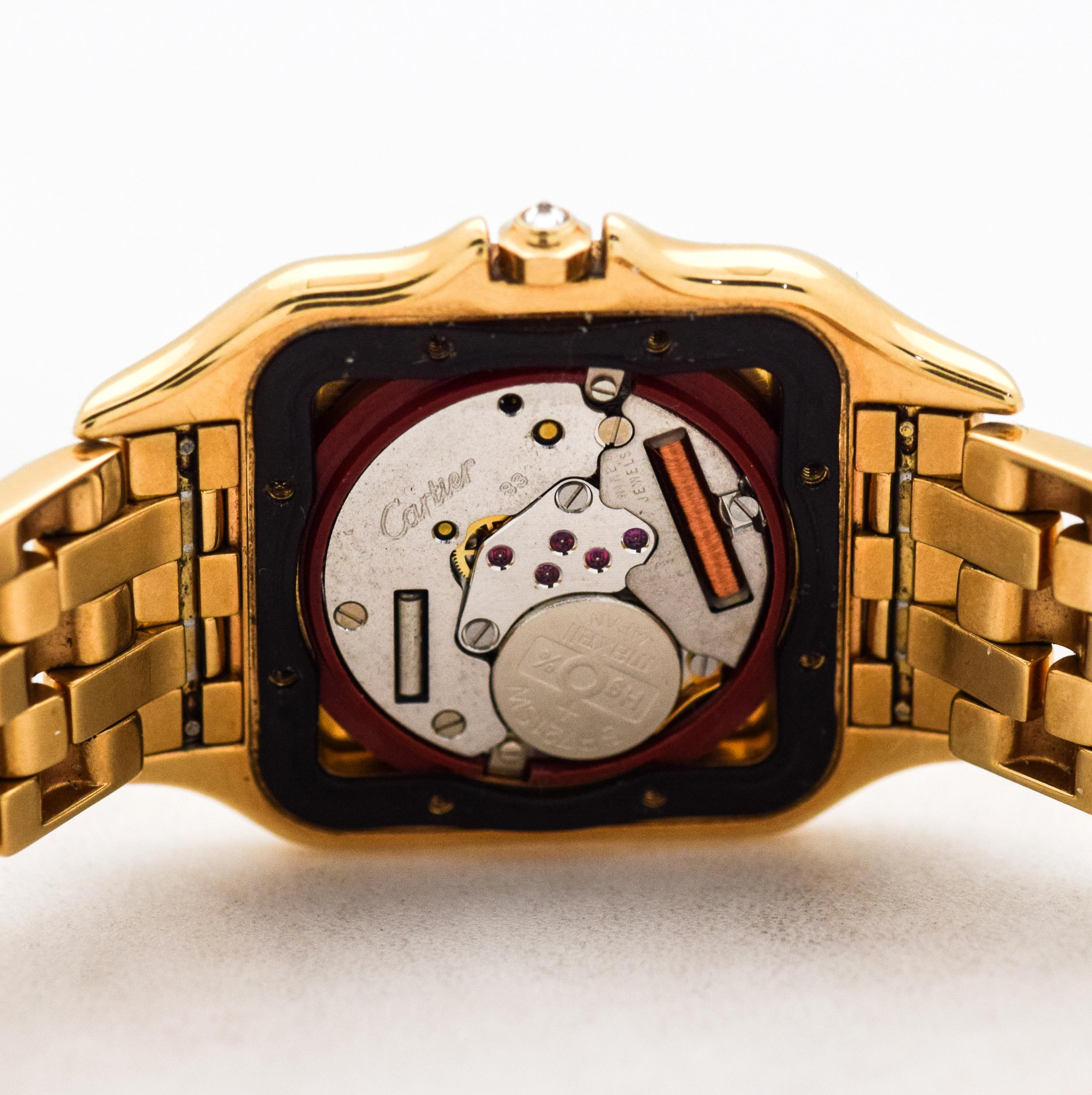 Cartier Panthere 18 Karat Gold and Diamonds Men's Sized Wristwatch, circa 1990s For Sale 2