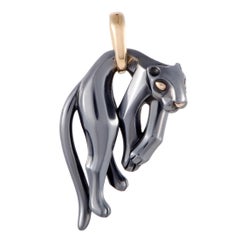 Pendentif Panthère noire suspendue en or 18 carats et argentium de Cartier