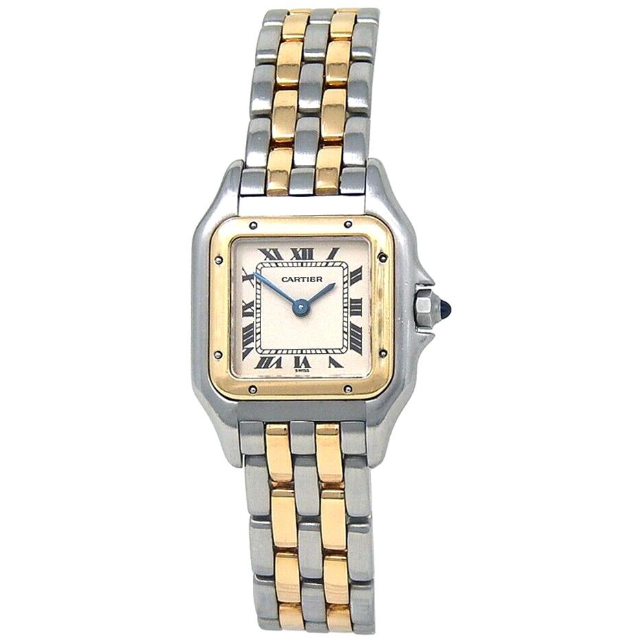 Cartier Panthere 18 Karat Gold and Stainless Steel Women's Watch Quartz W2PN0006 For Sale