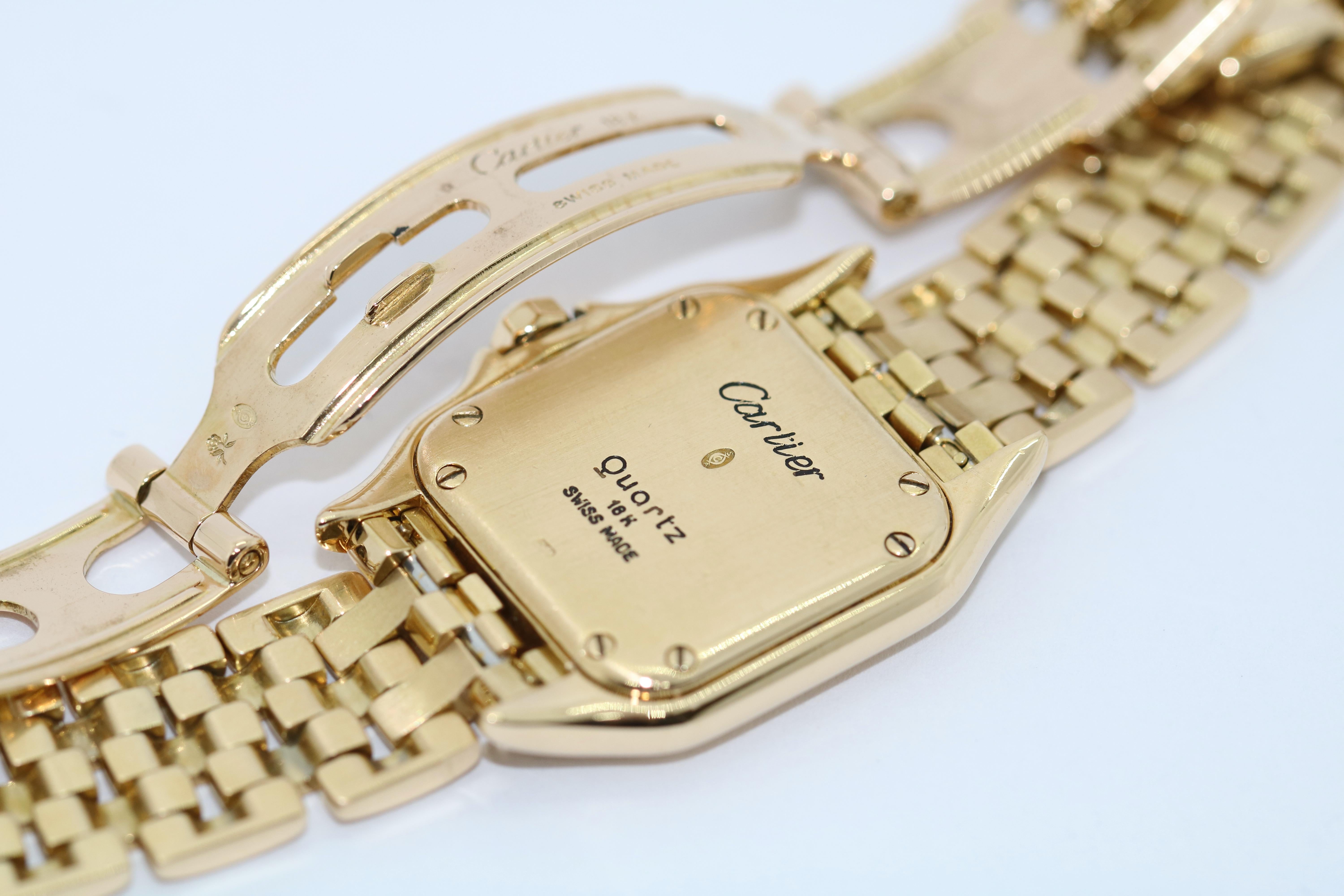Cartier Panthère 18 Karat Gold Ladies Wrist Watch with Diamonds 3