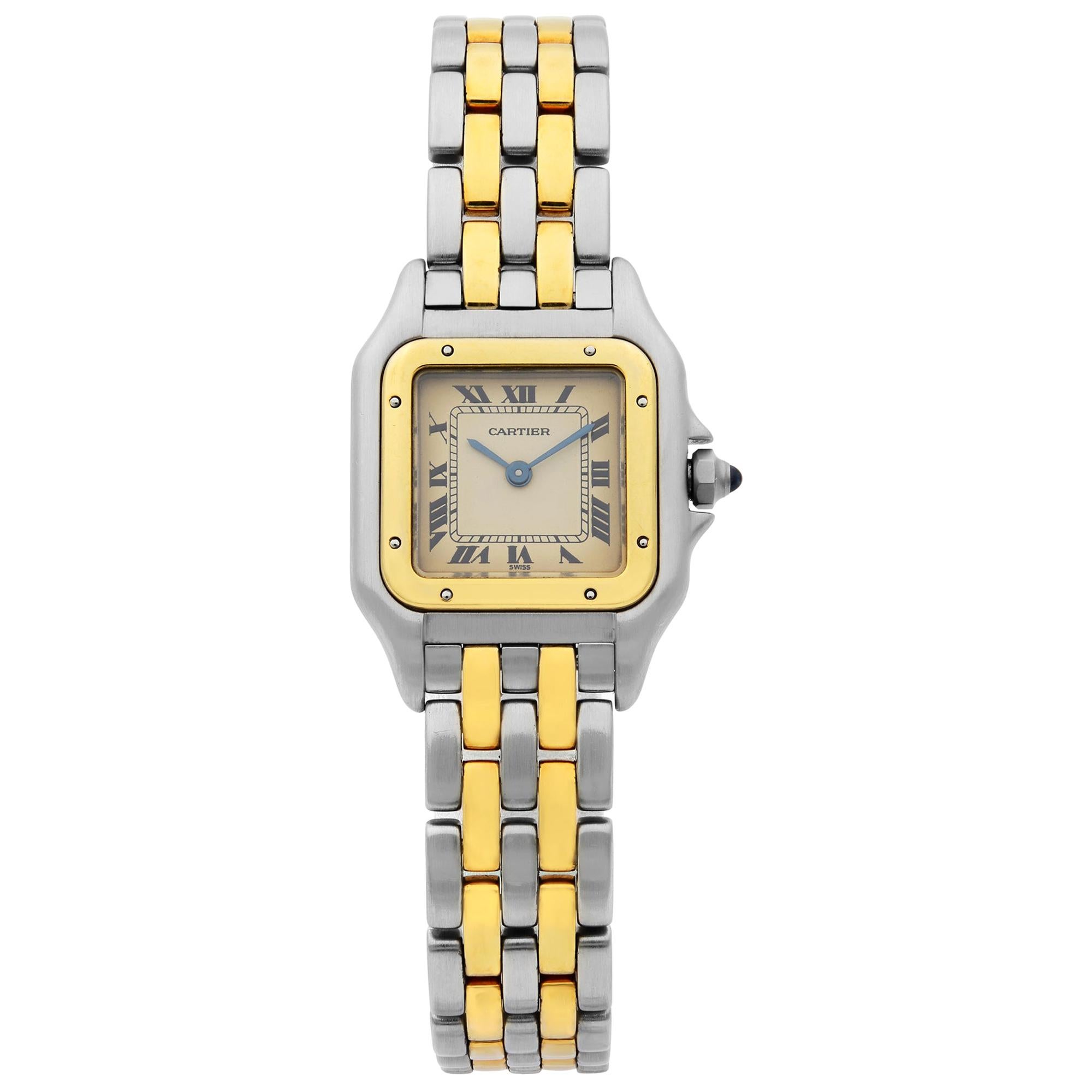 Cartier Panthere 18 Karat Gold Steel Ivory Dial Quartz Ladies Watch W25029B6