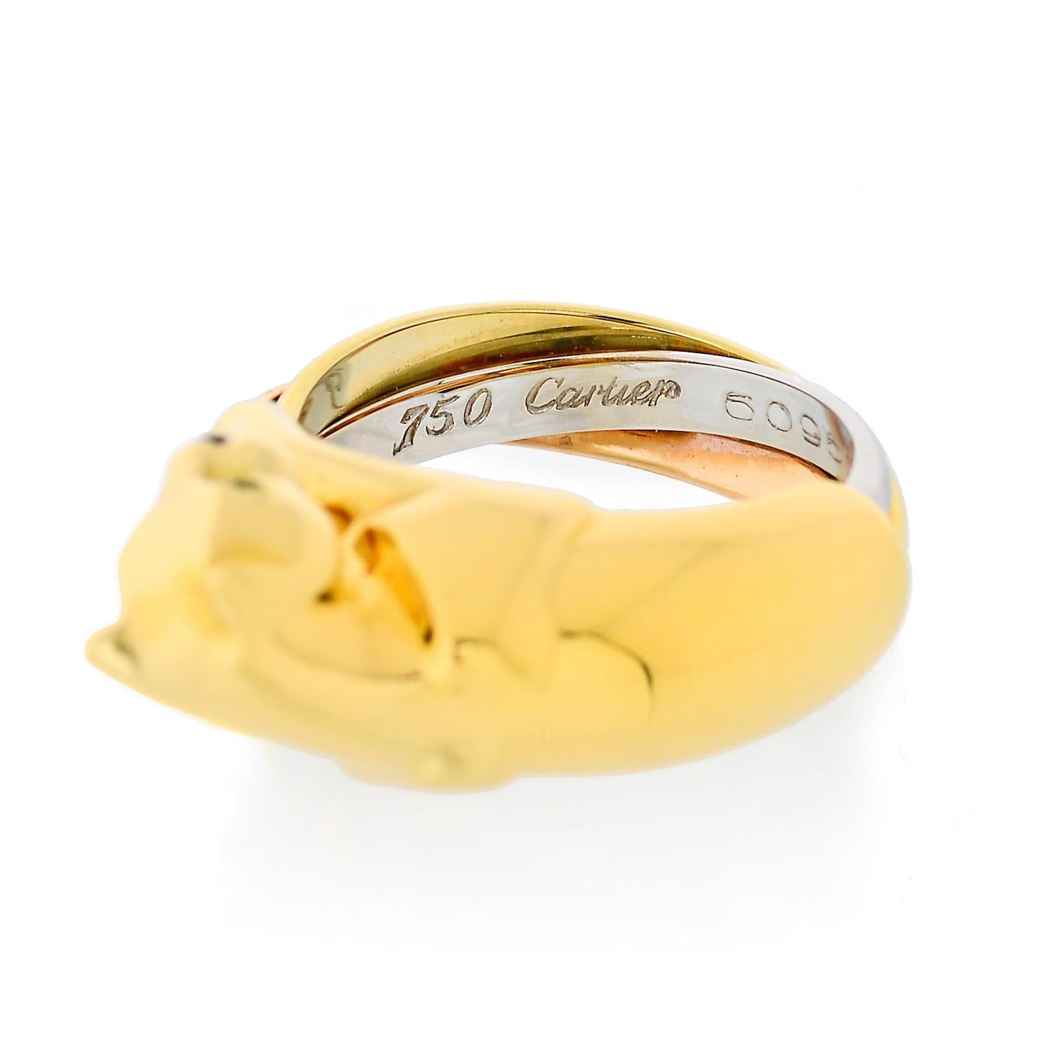 Cartier Panthere 18 Karat Tri Color Gold Ring 5
