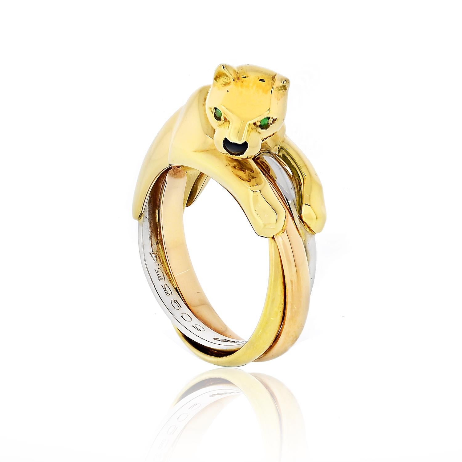 Cartier Panthere 18 Karat Tri Color Gold Ring 1