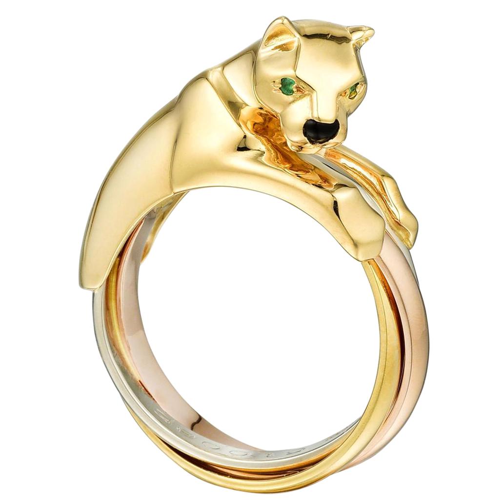 Cartier Panthere 18 Karat Tri Color Gold Ring