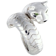 Cartier Panthere 18 Karat White Gold Tsavorite and Onyx Band Ring