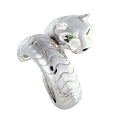 Cartier Panthere 18 Karat White Gold Tsavorite and Onyx Band Ring