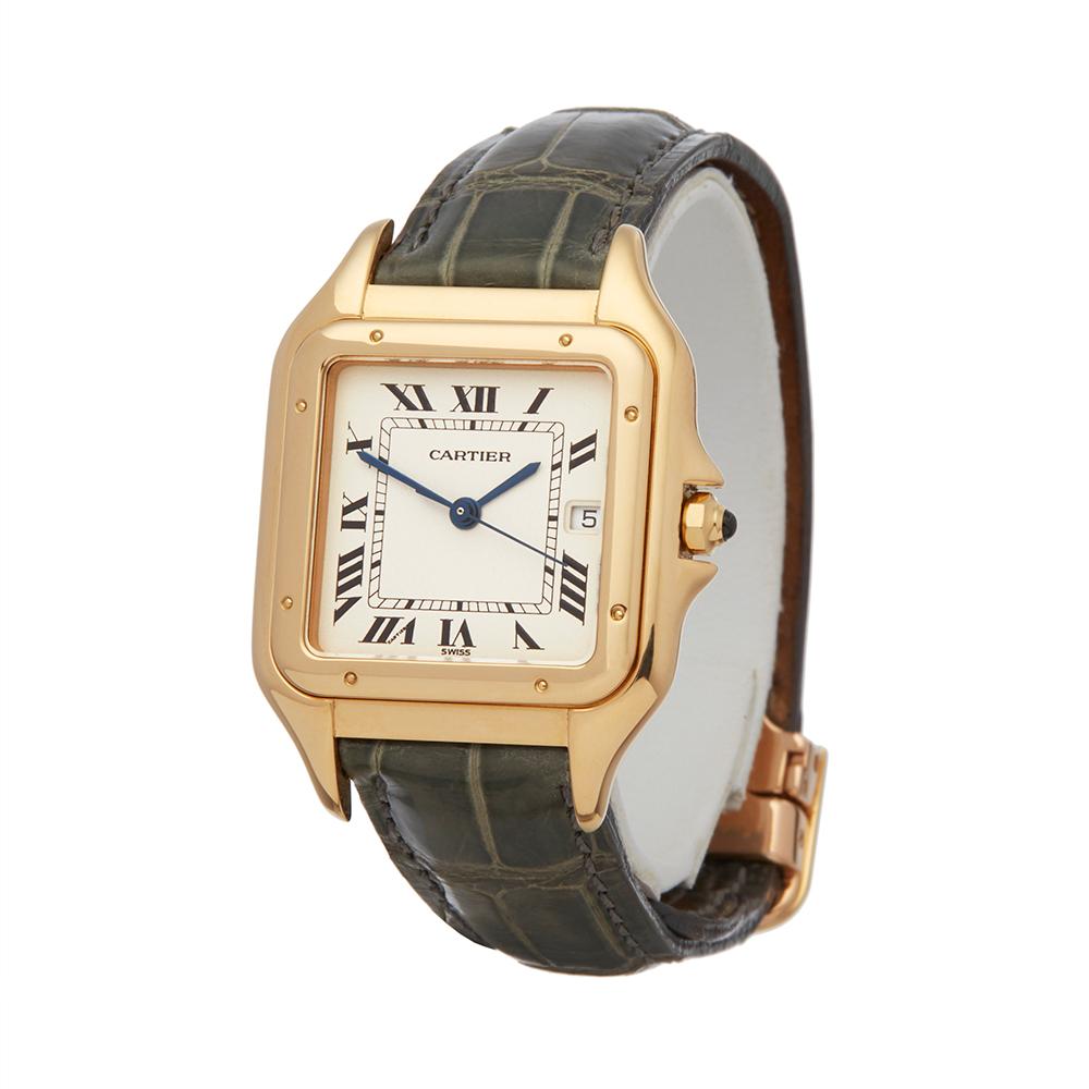 Reference: W5276
Manufacturer: Cartier
Model: Panthère
Model Reference: 1060
Age: 1st December 1993
Gender: Unisex
Box and Papers: Box, Manuals and Guarantee
Dial: White Roman
Glass: Sapphire Crystal
Movement: Quartz
Water Resistance: To