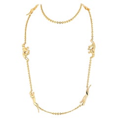 Cartier Panthere 18 Karat Yellow Gold 6 Motif Chain Necklace