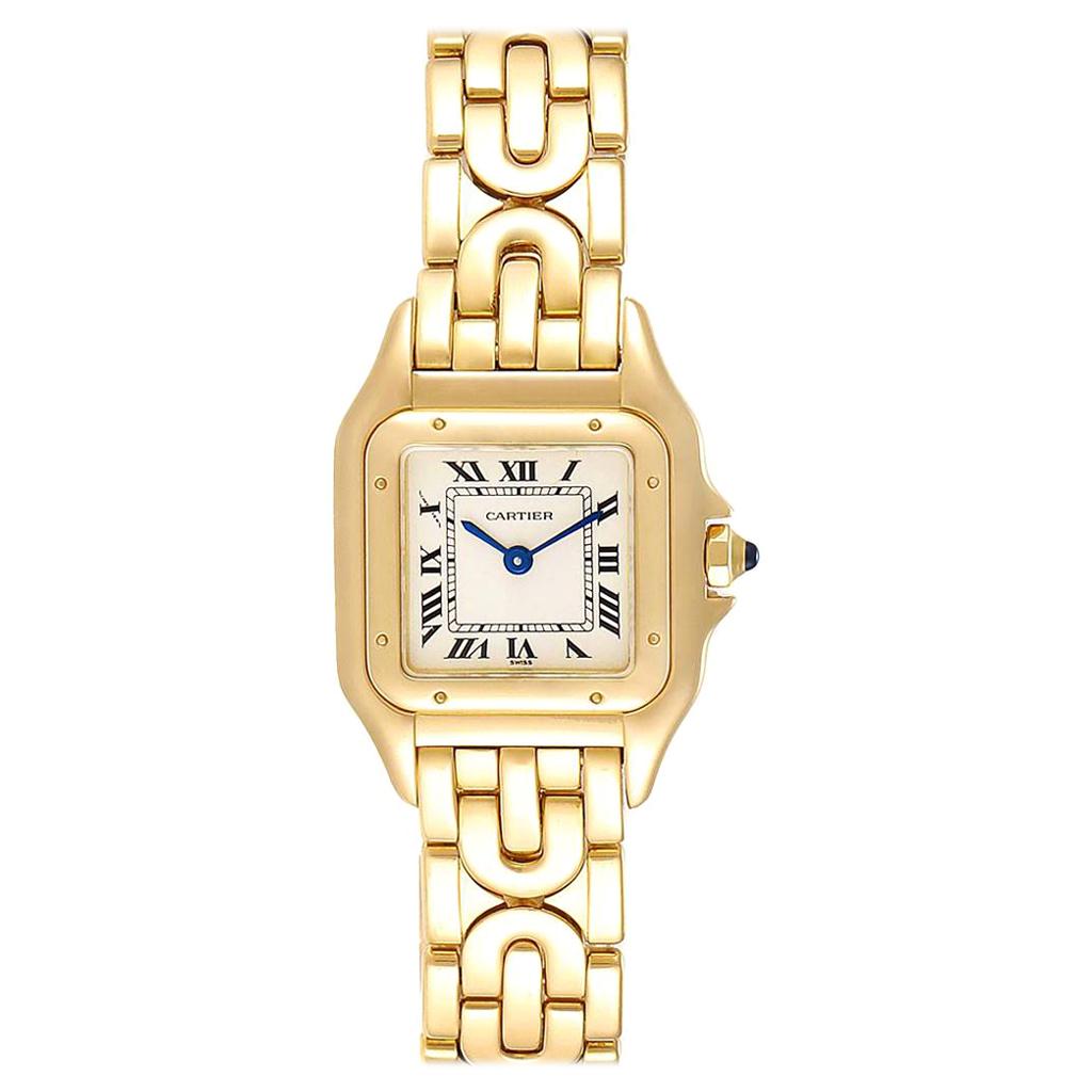 Cartier Panthere 18 Karat Yellow Gold Art Deco Bracelet Ladies Watch 107000