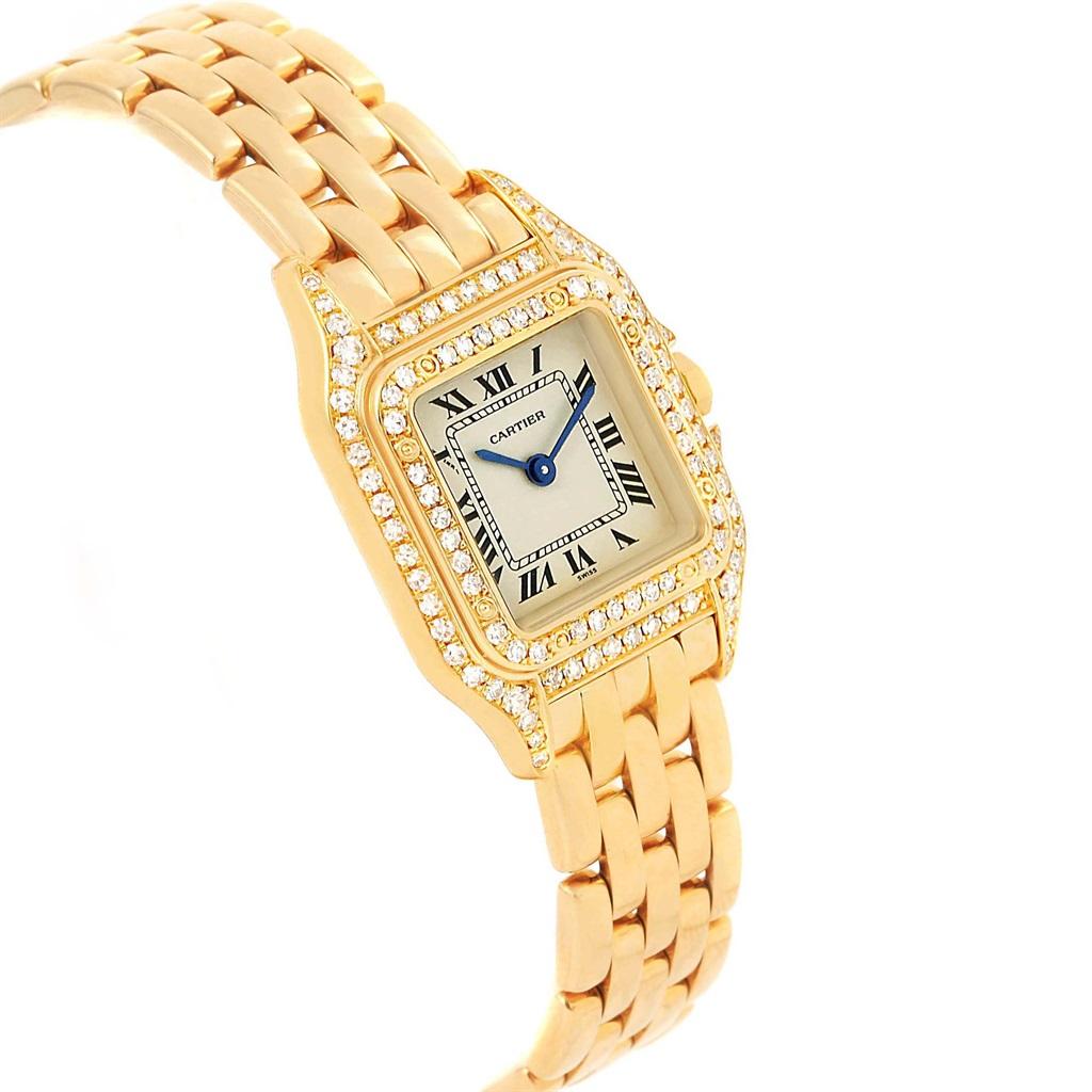 Cartier Panthere 18 Karat Yellow Gold Diamonds Ladies Watch WF3072B9 4