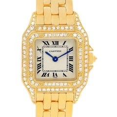 Cartier Panthere 18 Karat Yellow Gold Diamonds Ladies Watch WF3072B9