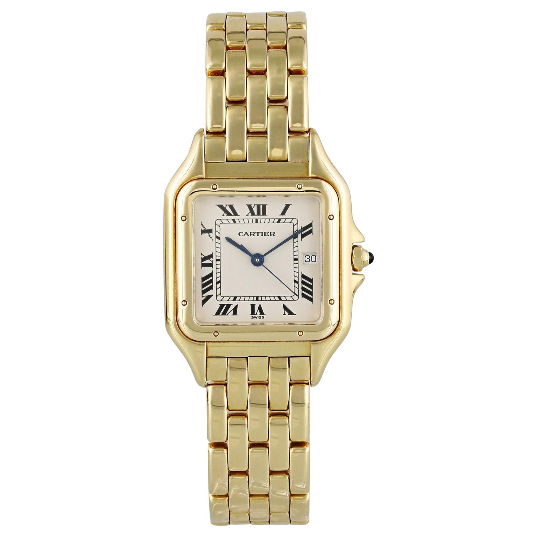 Cartier Panthere 18 Karat Yellow Gold Large 1060 Watch For Sale