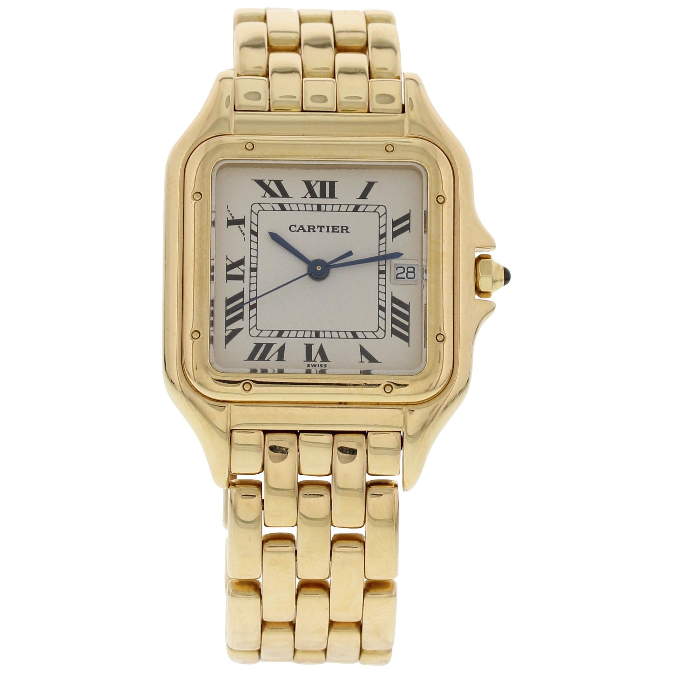 Cartier Panthere 18 Karat Yellow Gold Large 887968 Watch For Sale