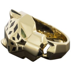 Cartier Panthere 18 Karat Yellow Gold, Onyx and Tsavorite Ring