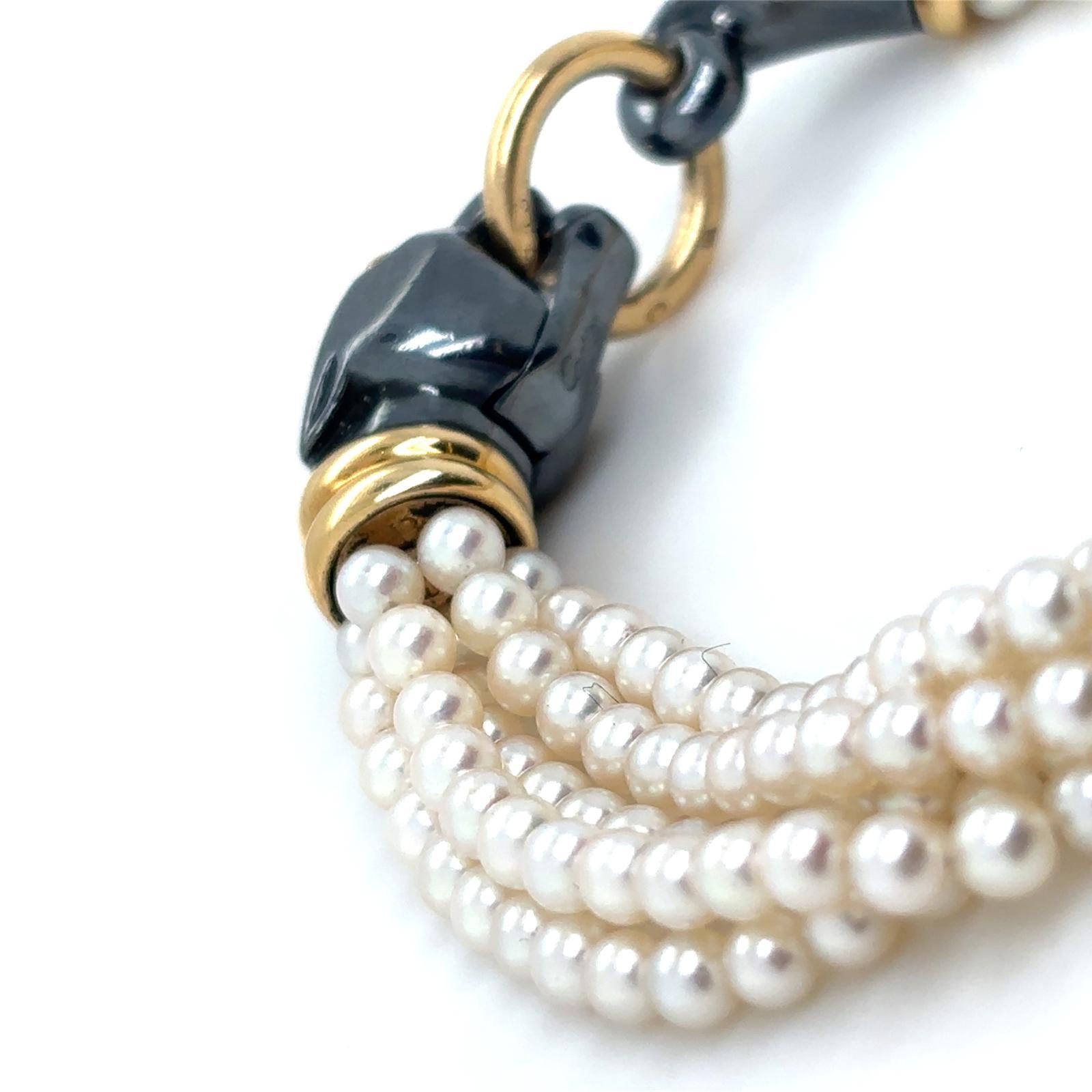 Donna Cartier Panthère Bracciale in oro giallo 18 carati con perle di smeraldo e argento in vendita
