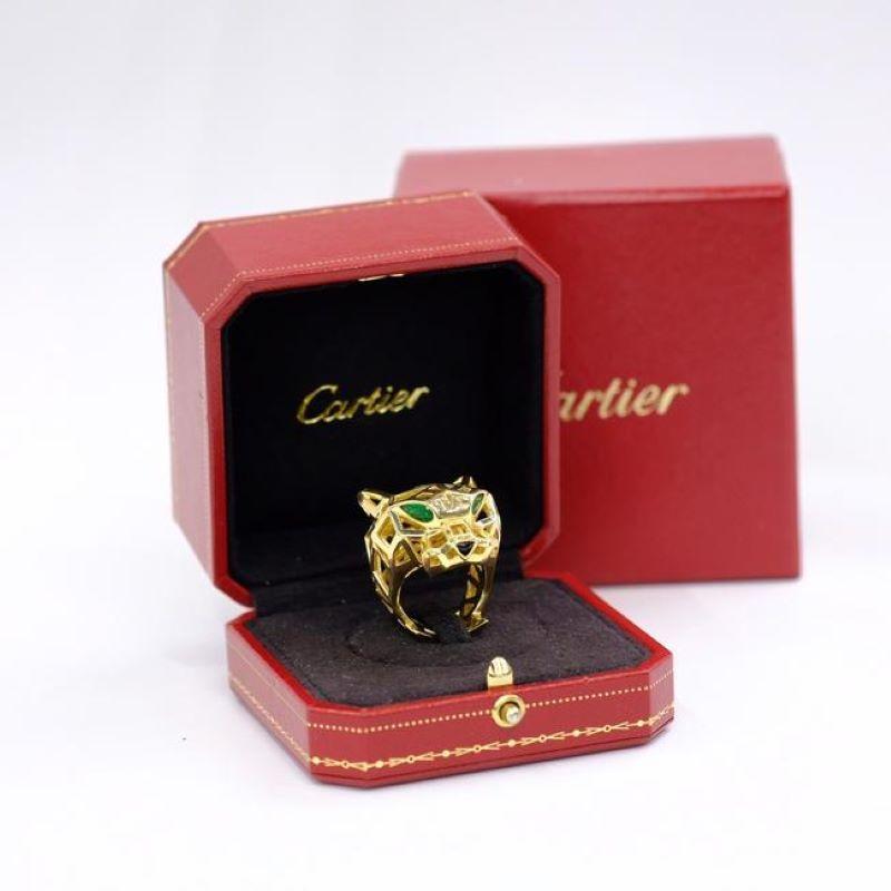 Modern Cartier Panthere 18 Karat Yellow Gold Skeleton Ring For Sale