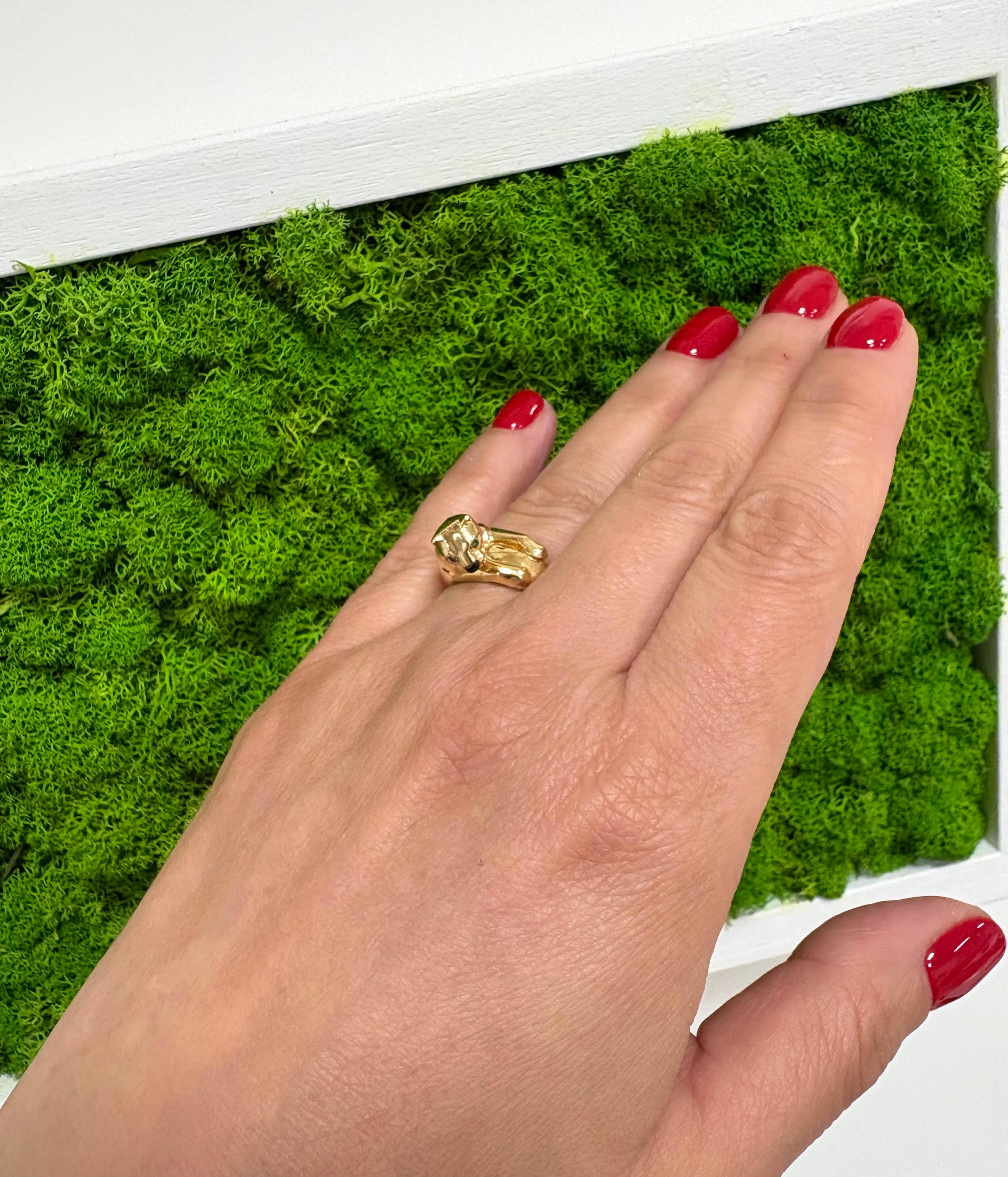 Cartier Panthere 18 Kt. Bague en or jaune avec émeraude Onix Pour femmes en vente