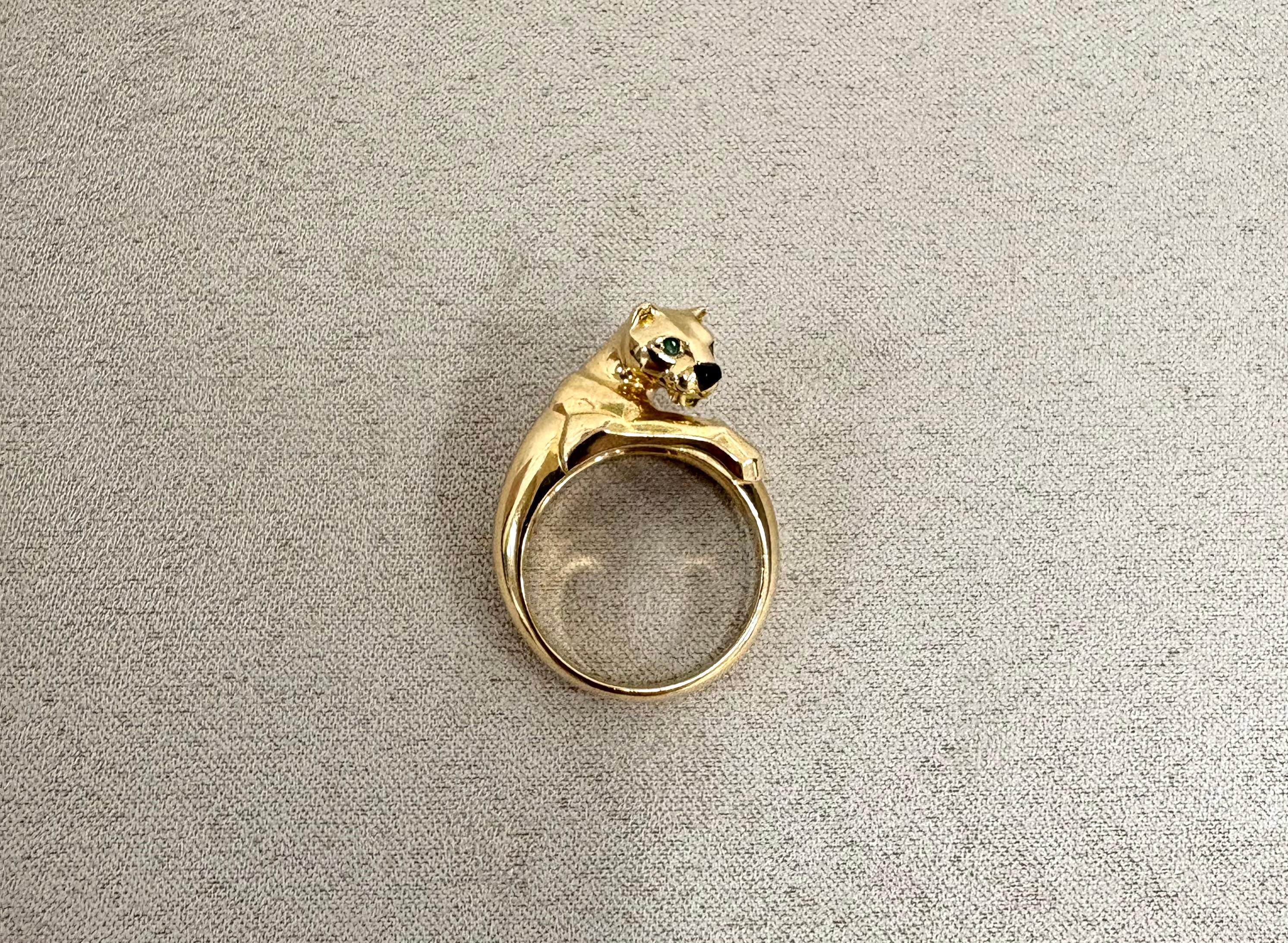 Cartier Panthere 18 Kt. Bague en or jaune avec émeraude Onix en vente 2