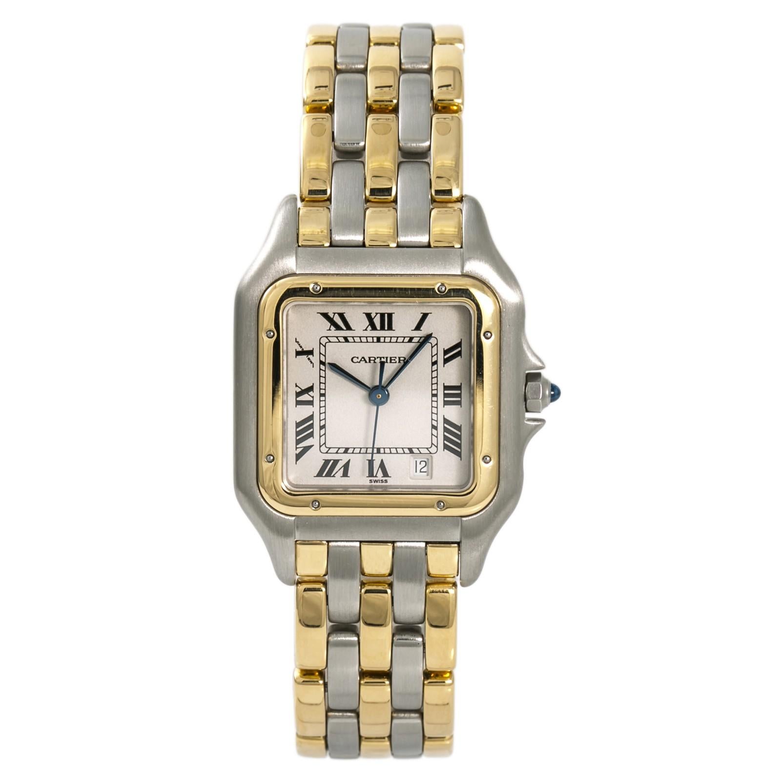 Cartier Panthere 183949 3-Row Unisex Quartz Watch Cream Dial 18 Karat Two-Tone
