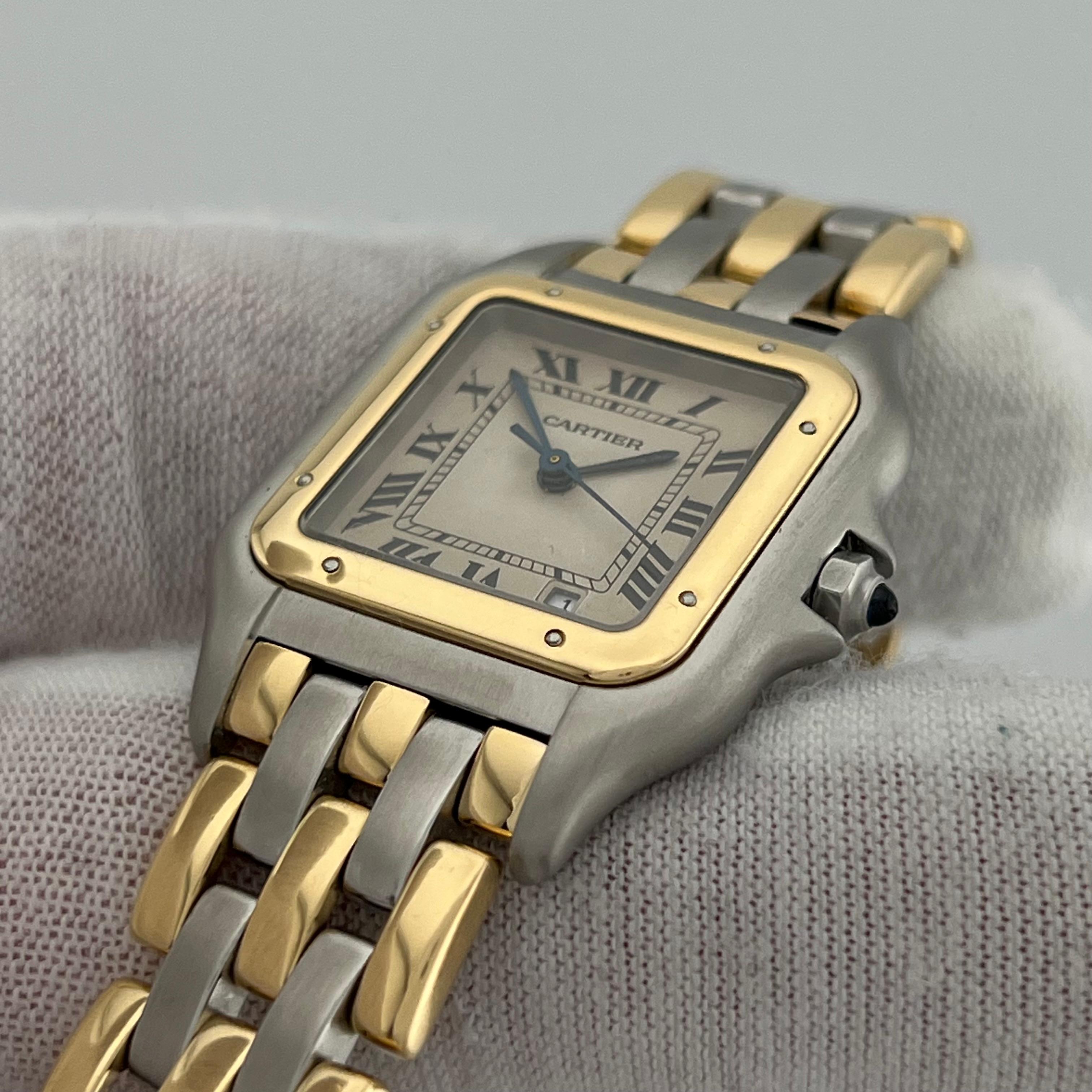 Cartier Panthere 183949 Three Row 27mm Midsize 18K Yellow Gold Stainless Steel 10