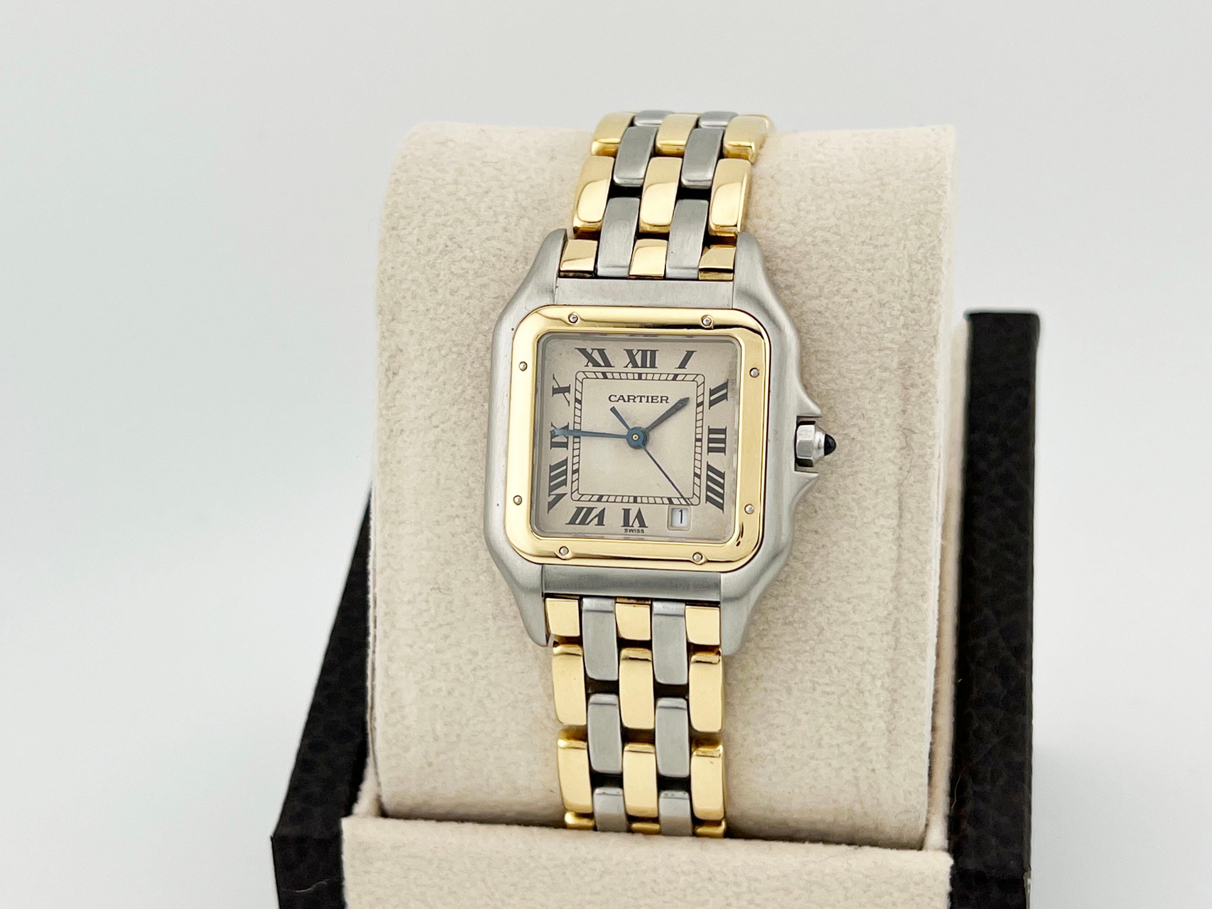 Cartier Panthere 183949 Three Row 27mm Midsize 18K Yellow Gold Stainless Steel In Excellent Condition In San Diego, CA