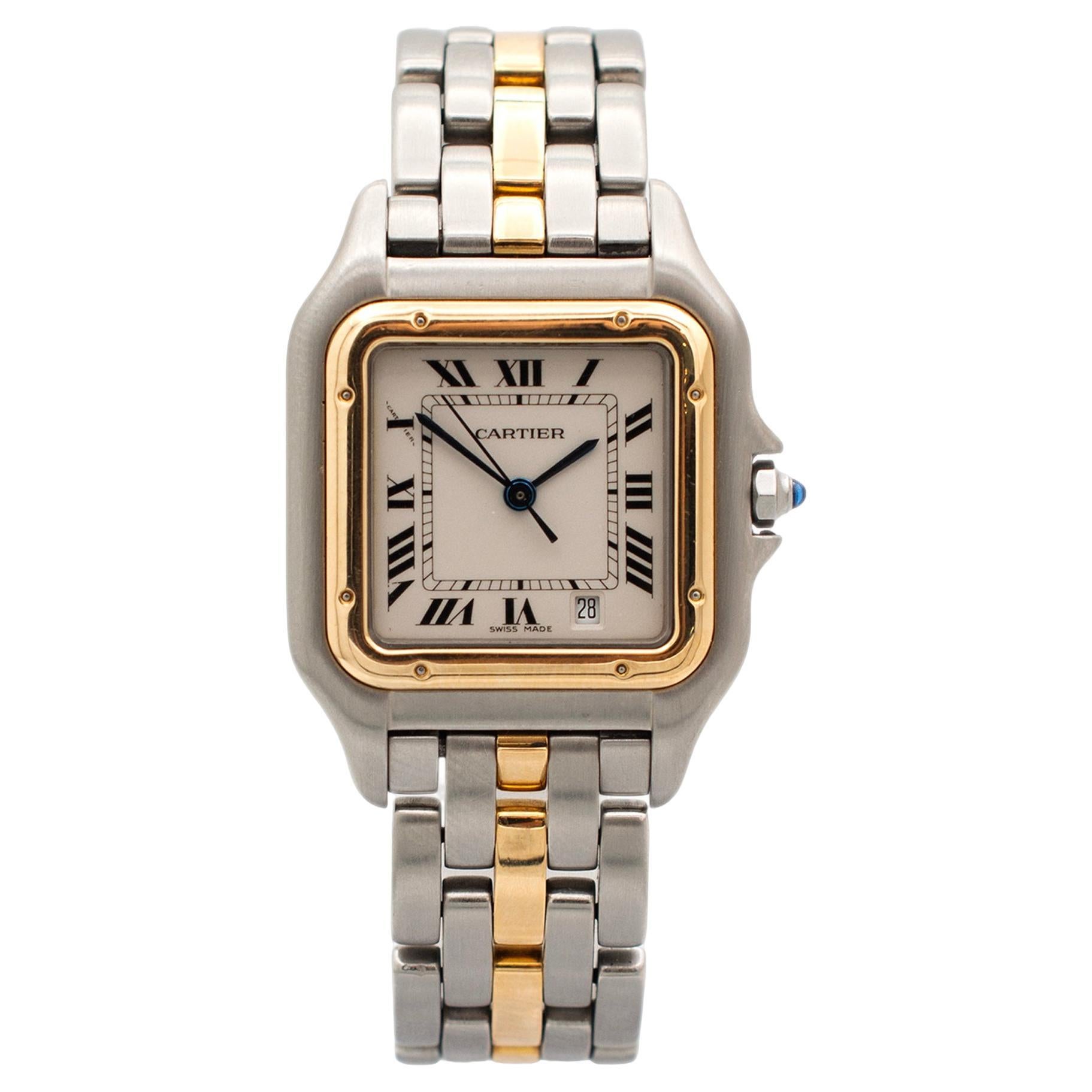 Cartier Panthere 187949 Midsize 27MM 18K Yellow Gold Stainless Steel Lady Watch