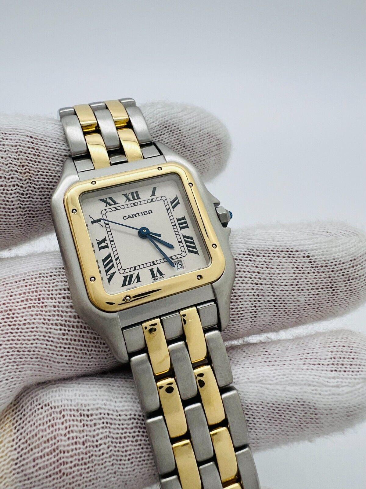 Women's or Men's Cartier Panthere 187949 Two Row 18K Yellow Gold Stainless Midsize Box Paper