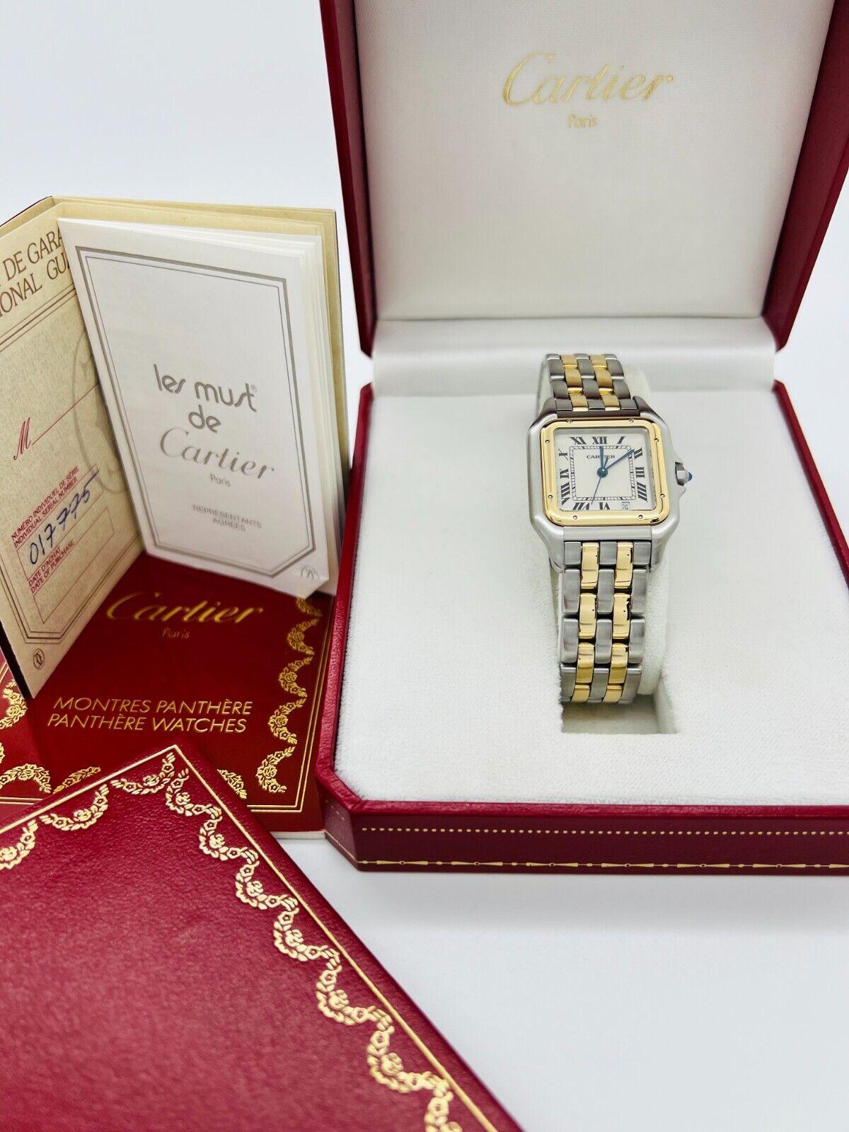 Cartier Panthere 187949 Two Row 18K Yellow Gold Stainless Midsize Box Paper 1