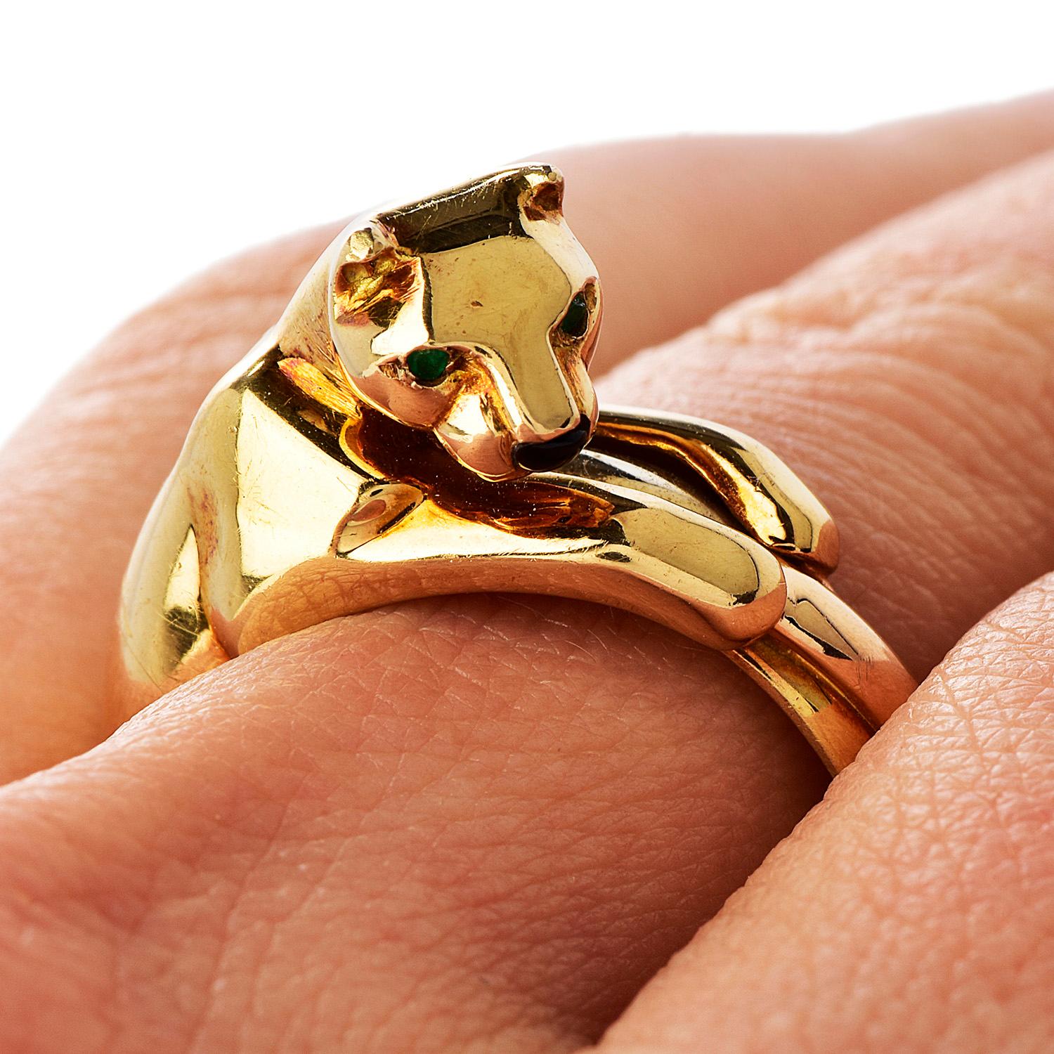 Cartier Panthere 18K Gold 3 Row Trinity French Ring 2