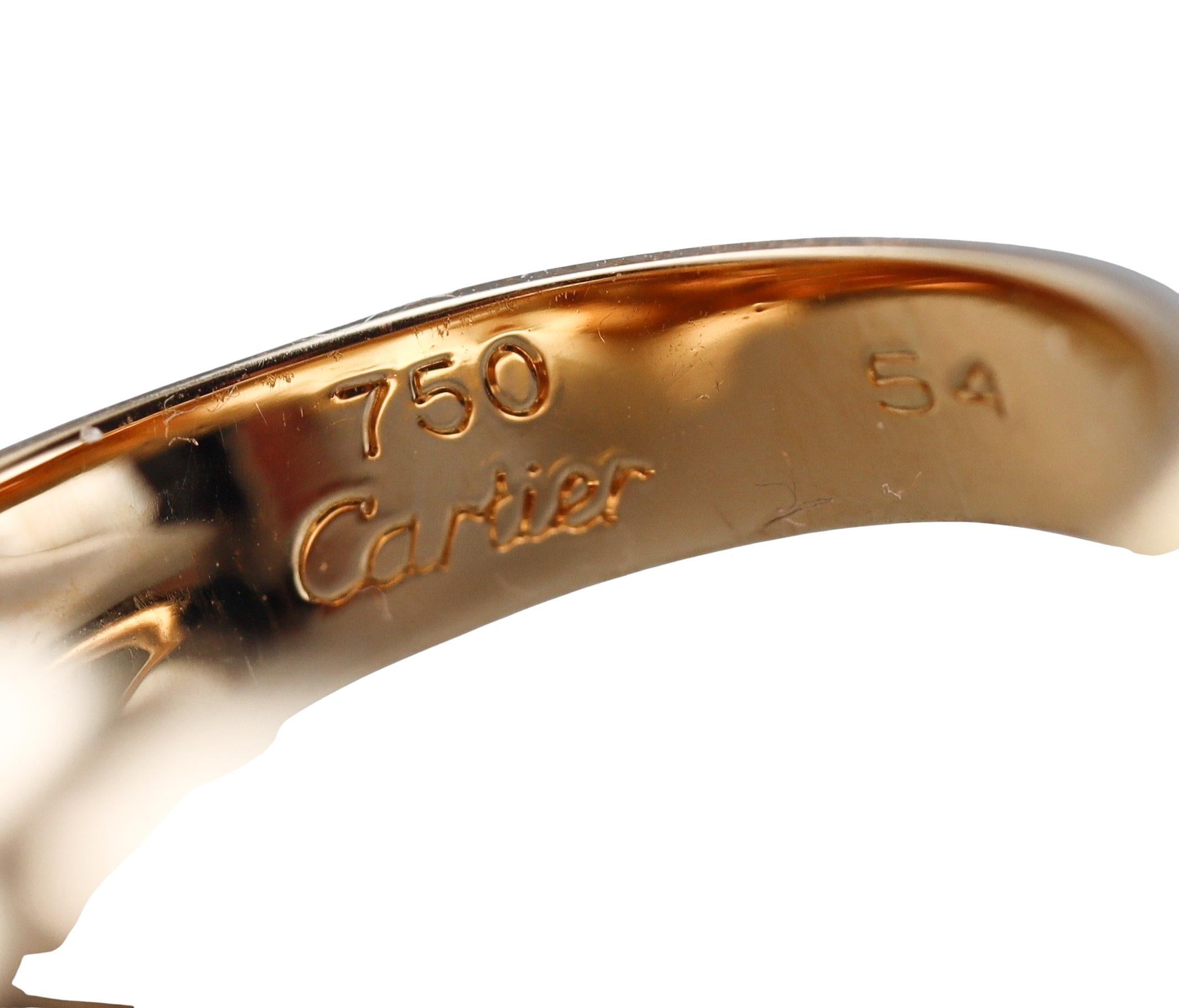 Women's or Men's Cartier Panthere 18k Gold Emerald Onyx Bypass Ring