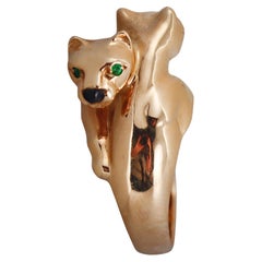 Cartier Panthere 18k Gold Emerald Onyx Bypass Ring
