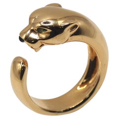 Cartier Panthère 18K Gold Tsavorite Onyx Open Bypass Panther Ring