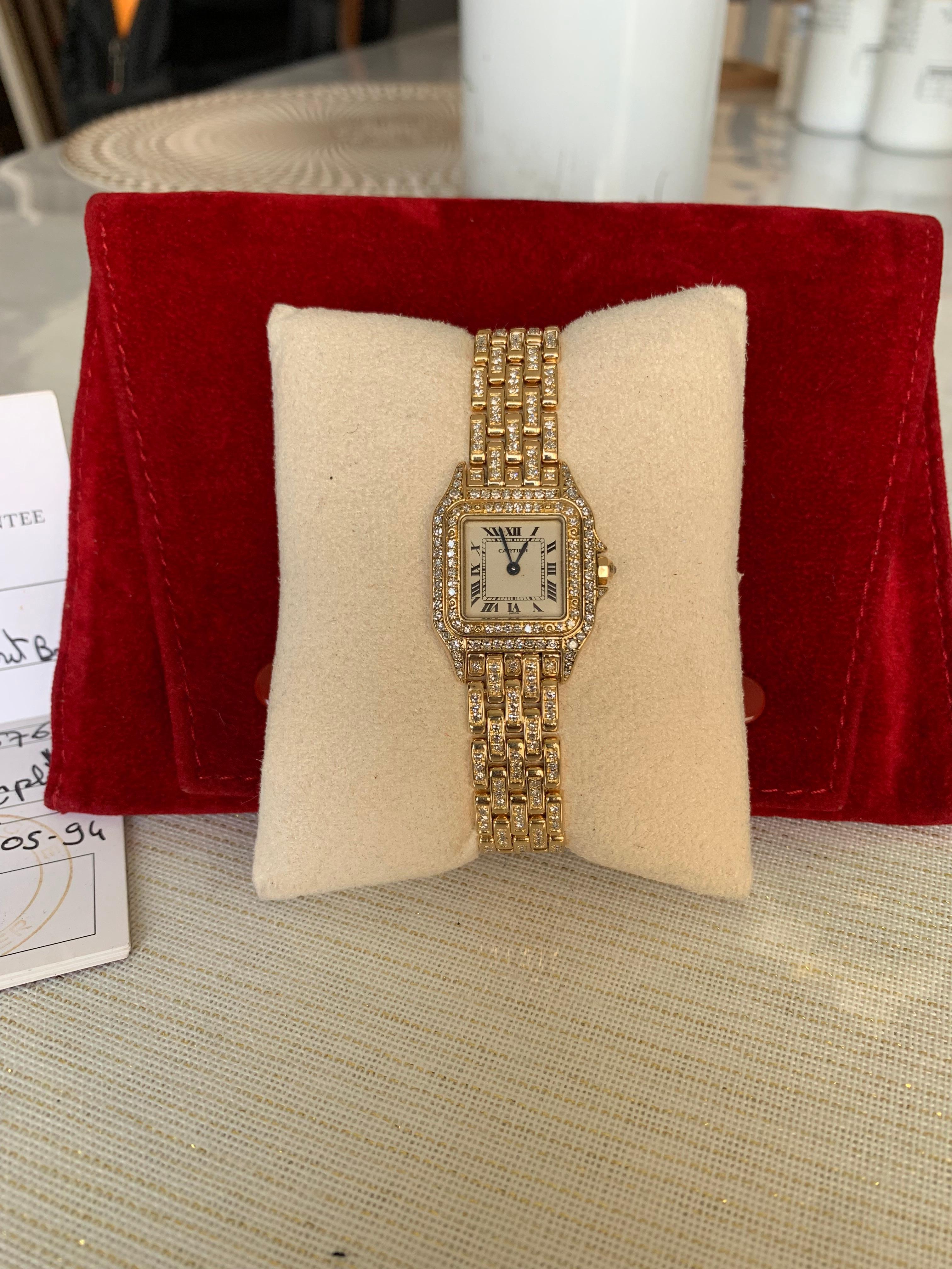 Women's or Men's Cartier Panthere 18k Gold Factory Diamonds