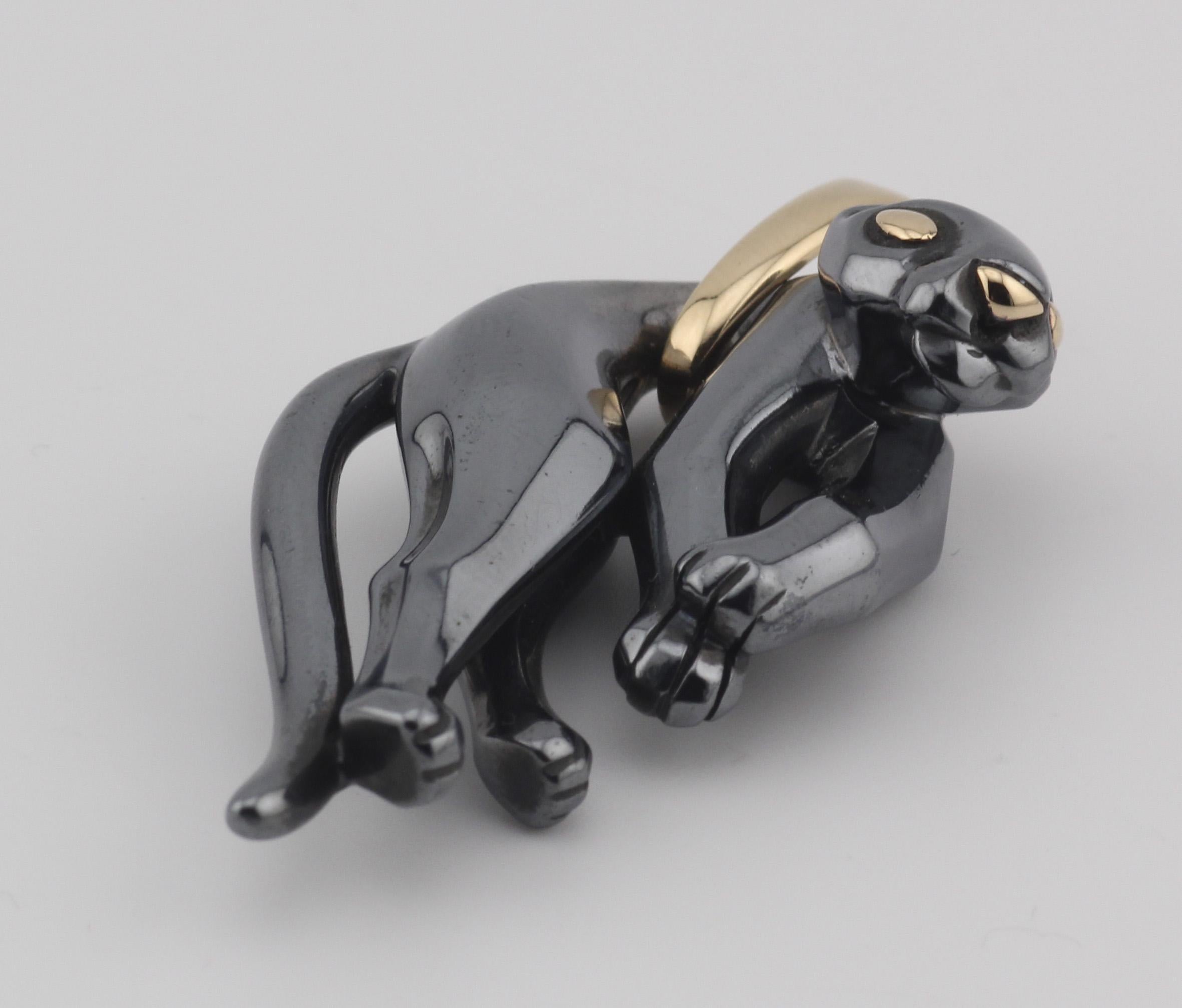 Cartier Panthere 18k Gold Silverium Pendant For Sale 1