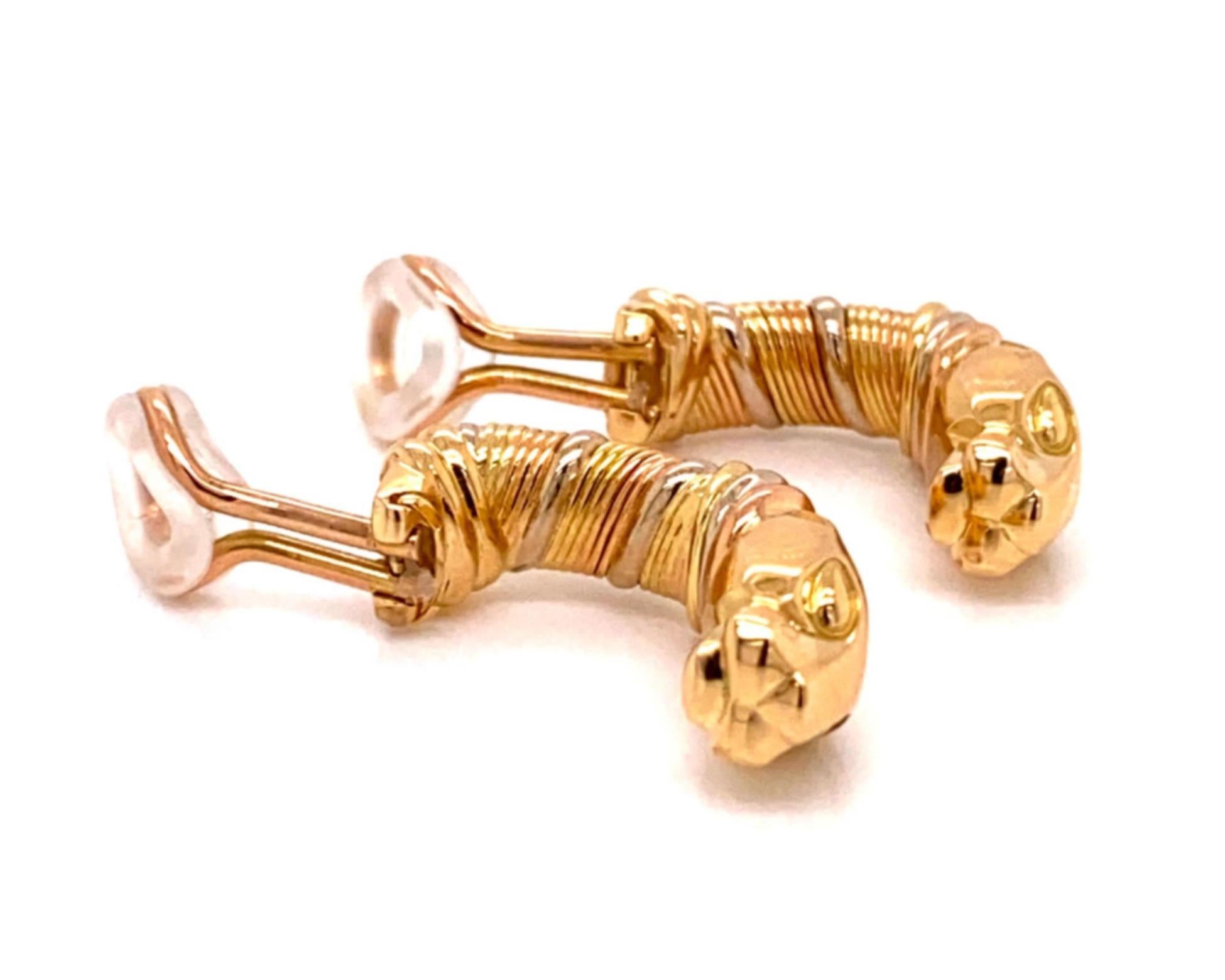 Cartier Clips d'oreilles panthère en or tricolore 18 carats avec papier Pour femmes en vente