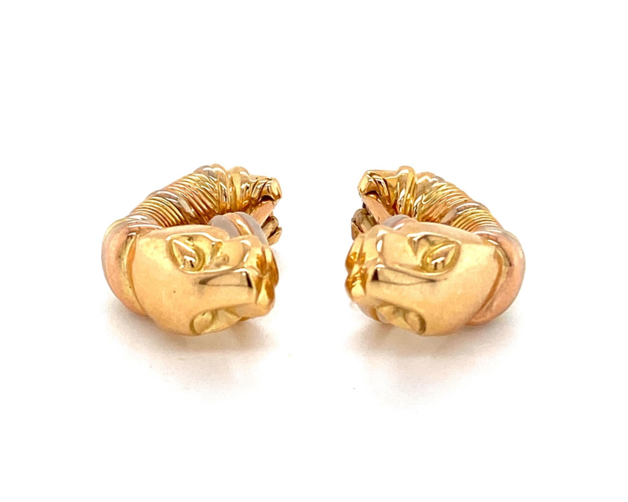 Cartier Clips d'oreilles panthère en or tricolore 18 carats avec papier en vente 4