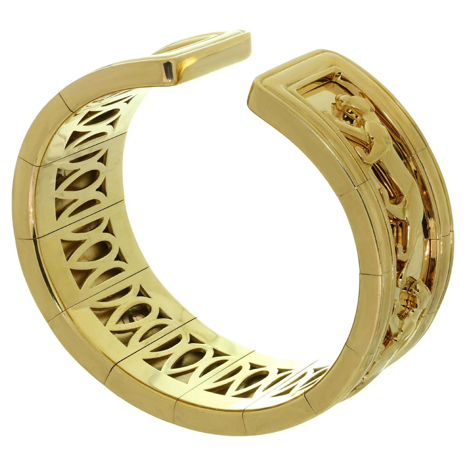 Cartier Panthere 18k Two-Tone Gold Vintage Cuff Bracelet In Excellent Condition In New York, NY