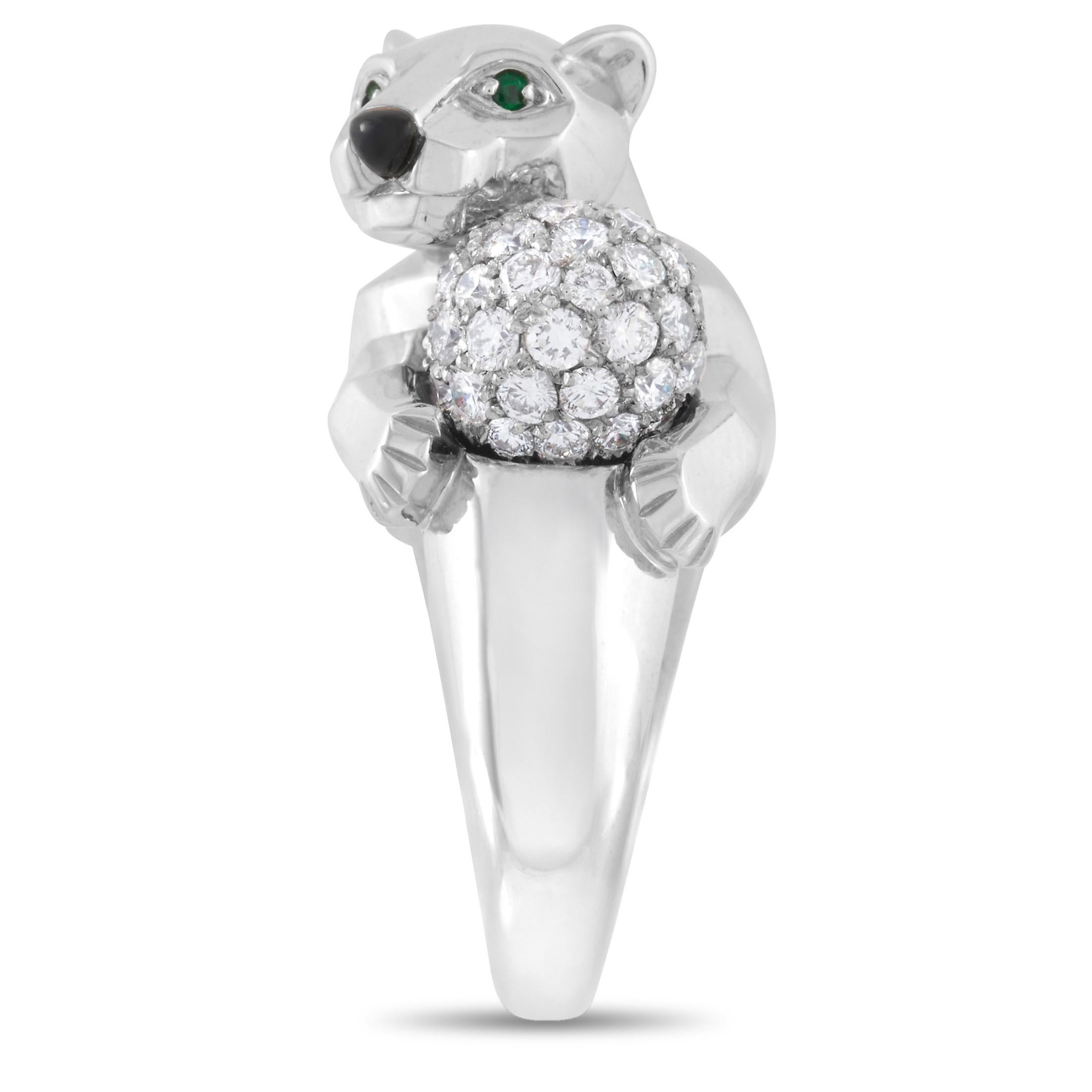 Round Cut Cartier Panthère 18 Karat White Gold 1.00 Carat Diamond Ring
