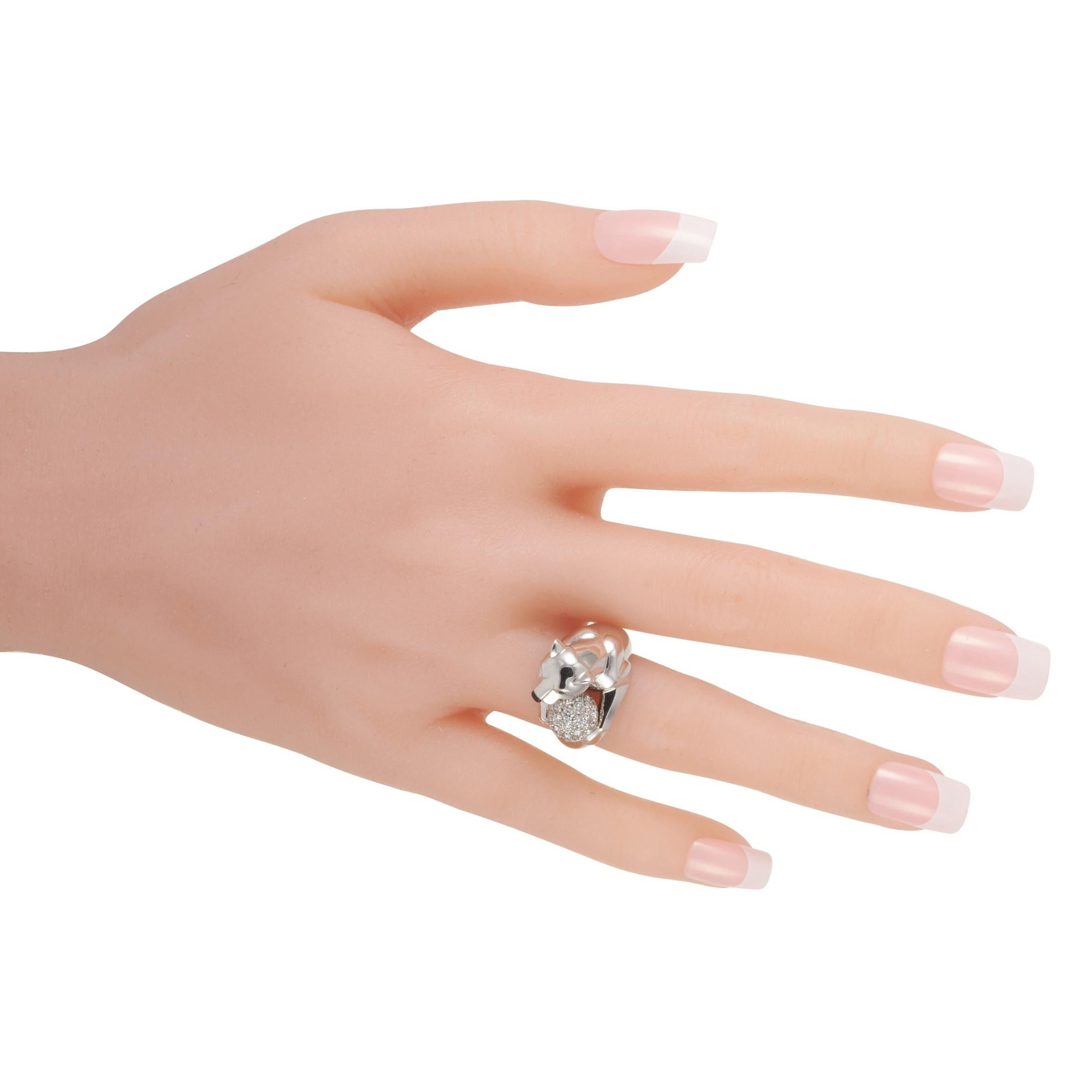 Cartier Panthère 18 Karat White Gold 1.00 Carat Diamond Ring In Excellent Condition In Southampton, PA