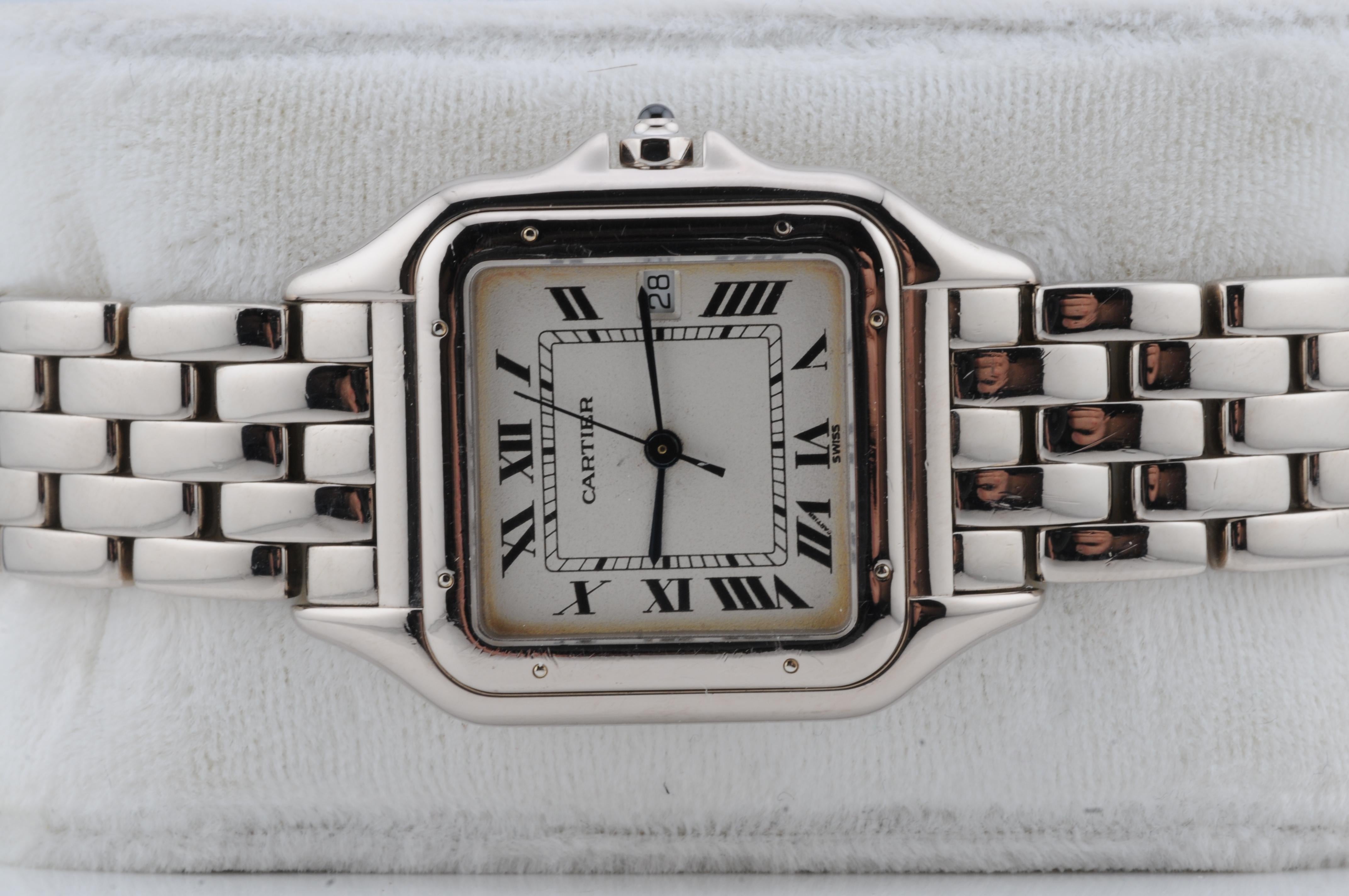 Cartier Panthère 18k White Gold 27mm Quartz 1991 Box Only, Full Links im Angebot 5