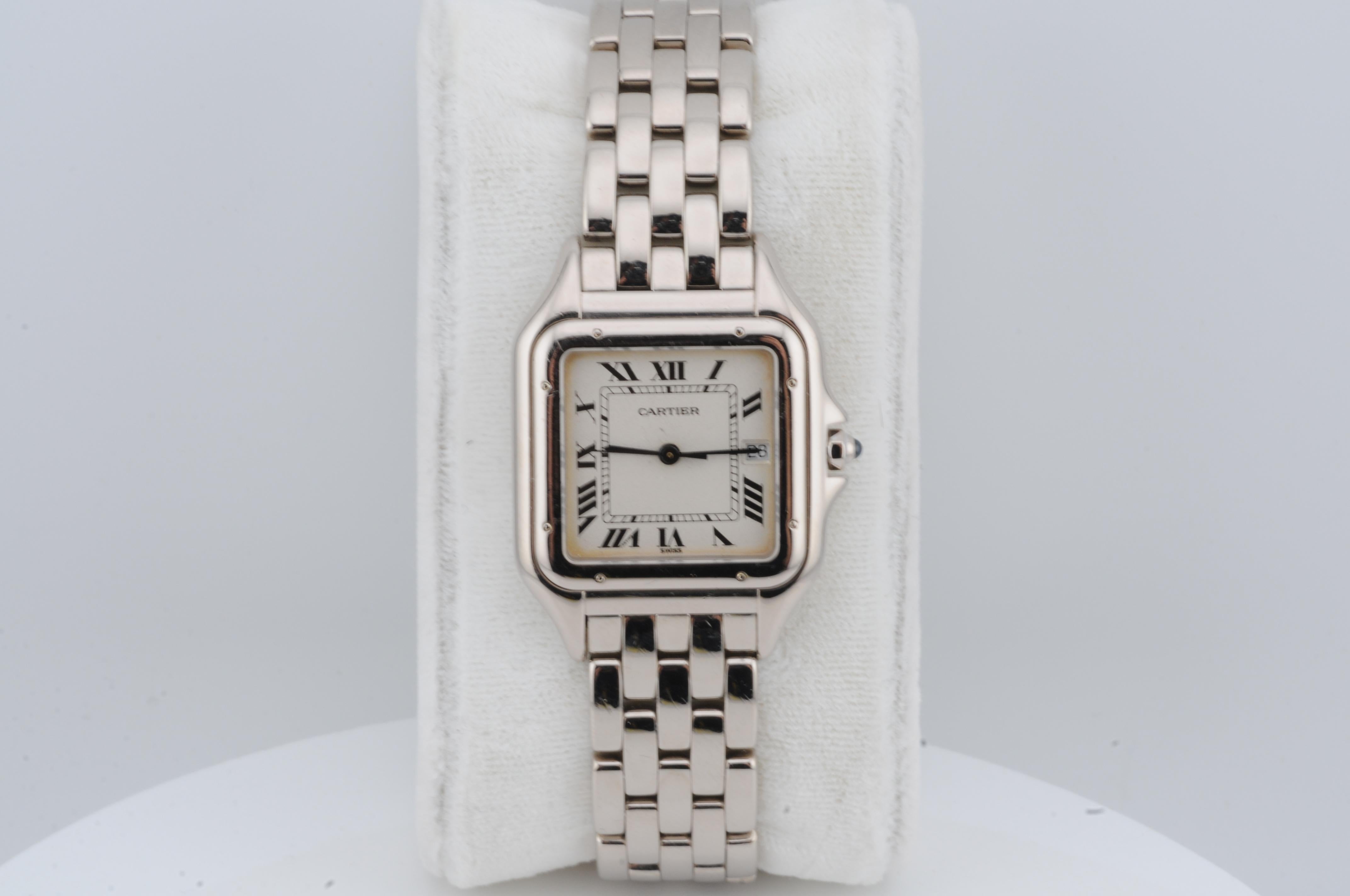 Cartier Panthère 18k White Gold 27mm Quartz 1991 Box Only, Full Links im Angebot 8